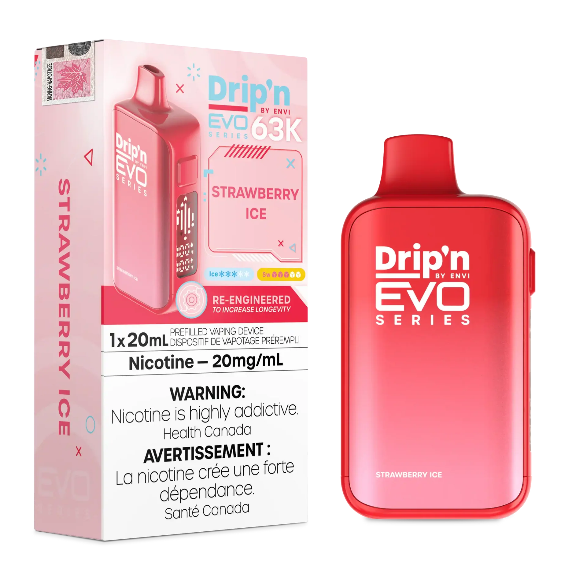 Strawberry Ice Drip'n by Envi EVO 63K - Disposable Vape by DRIP'N — view 1