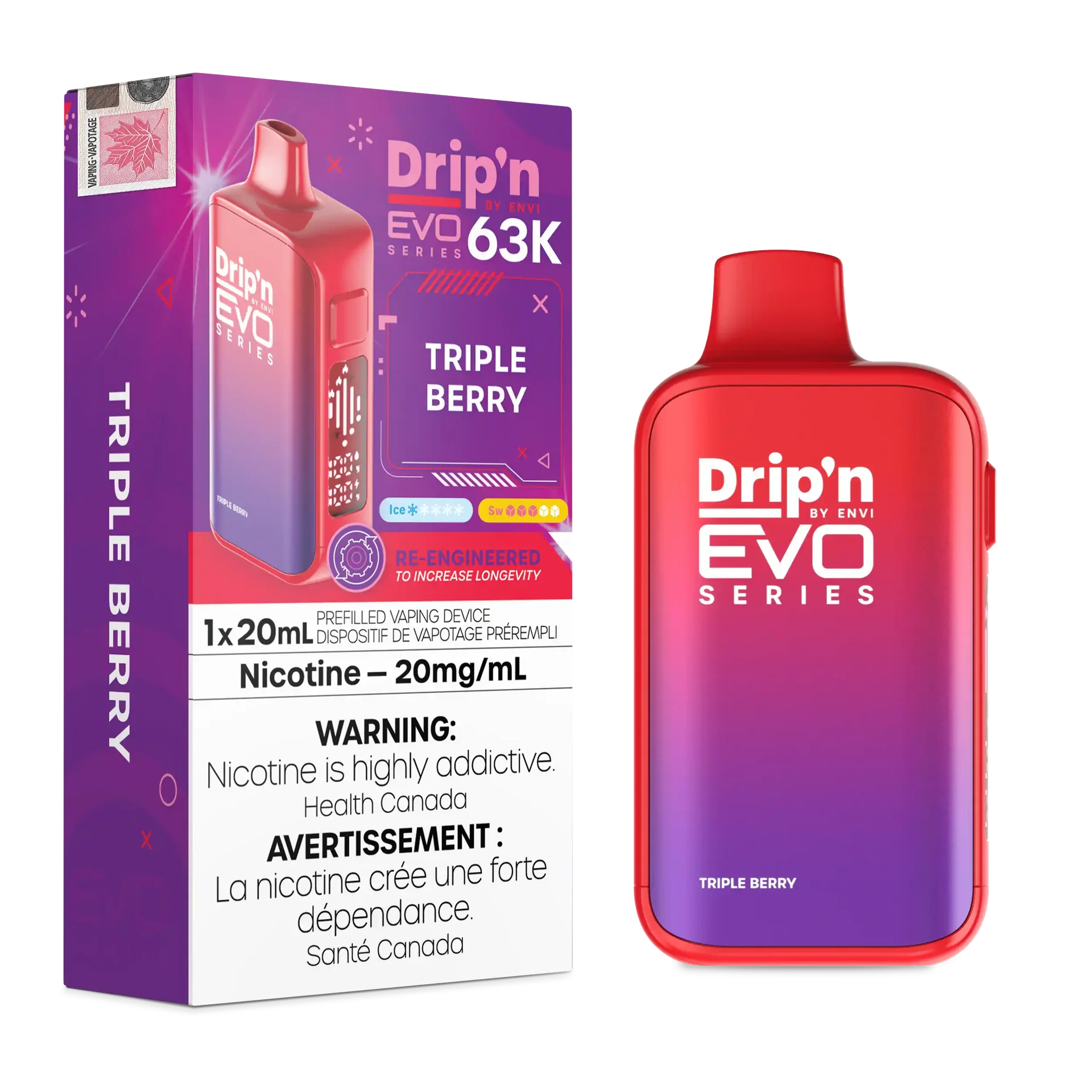 Triple Berry Drip'n by Envi EVO 63K - Disposable Vape by DRIP'N — view 1