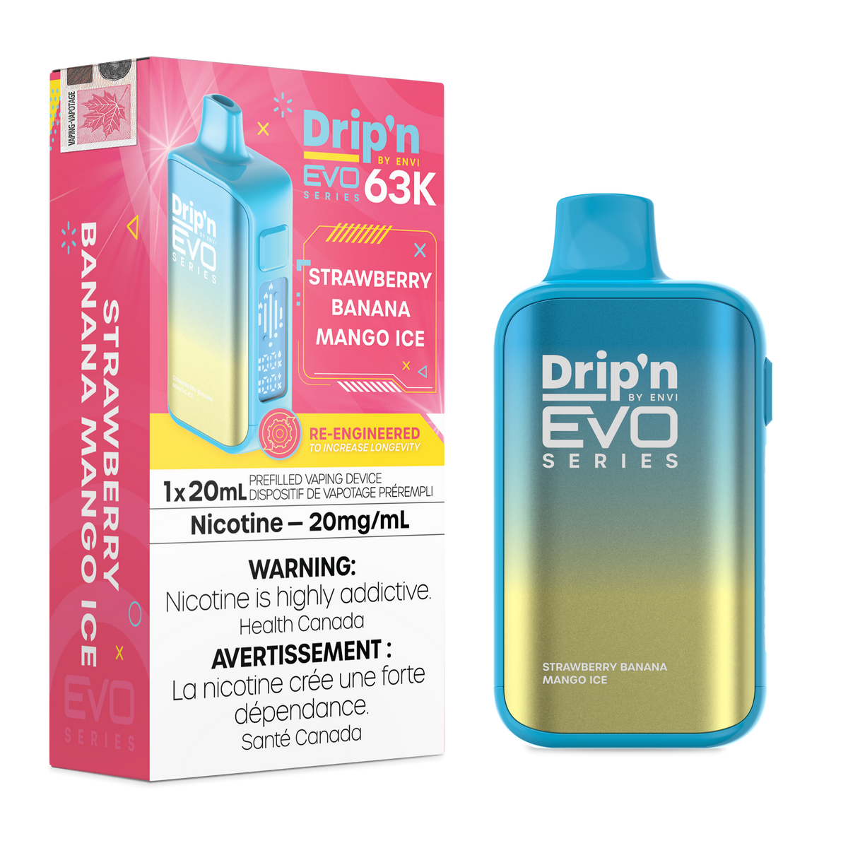 Strawberry Banana Mango Ice Drip'n by Envi EVO 63K - Disposable Vape