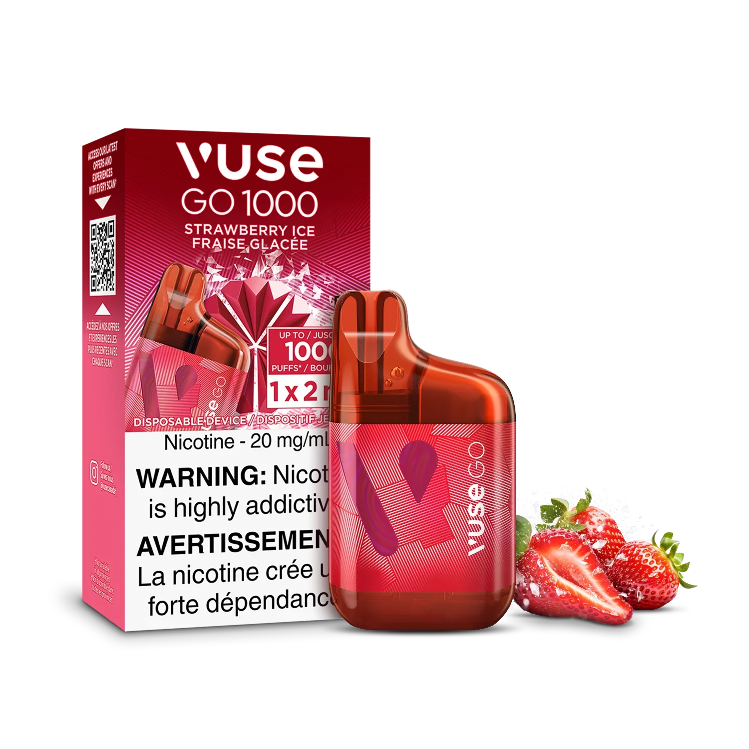 Strawberry Ice Vuse GO 1000 - Disposable Vape