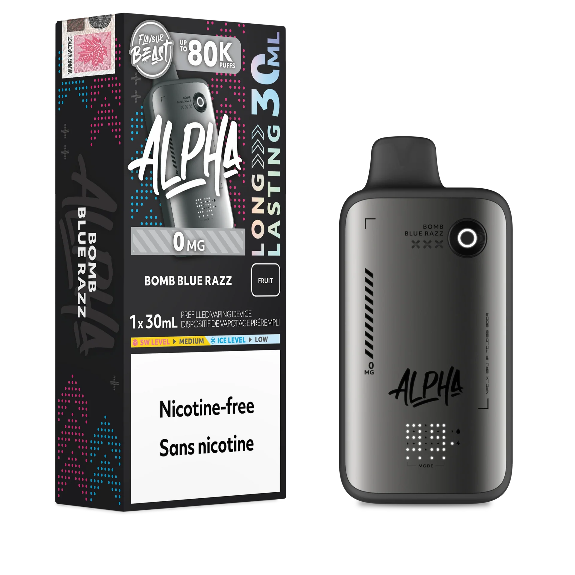 Bomb Blue Razz Flavour Beast Alpha - Disposable Vape 80K - view 2
