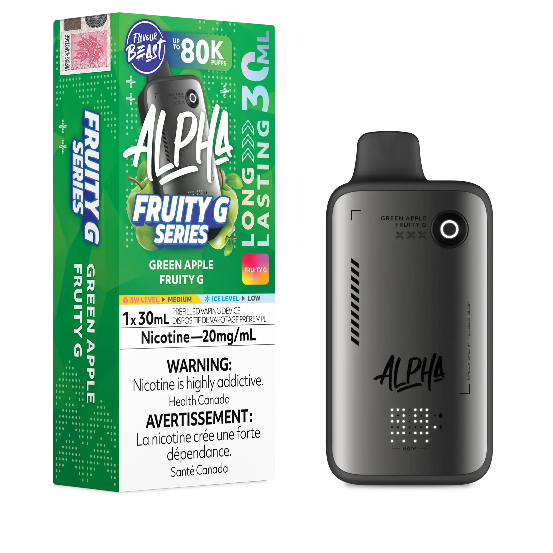 Green Apple Fruity G Flavour Beast Alpha - Disposable Vape 80K by FLAVOUR BEAST