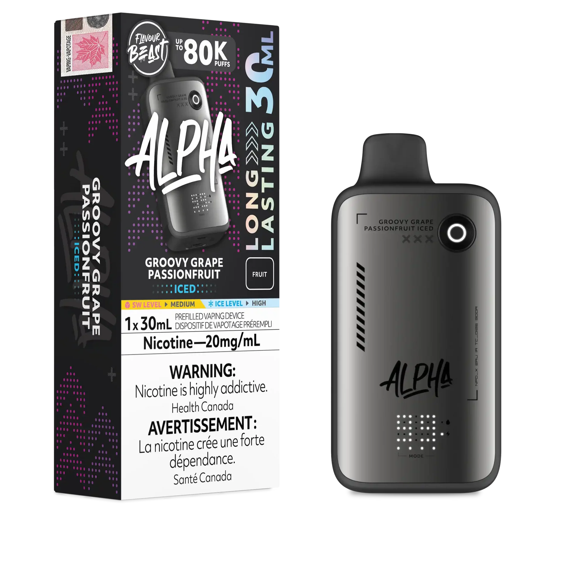 Groovy Grape Passionfruit Iced Flavour Beast Alpha - Disposable Vape 80K by FLAVOUR BEAST