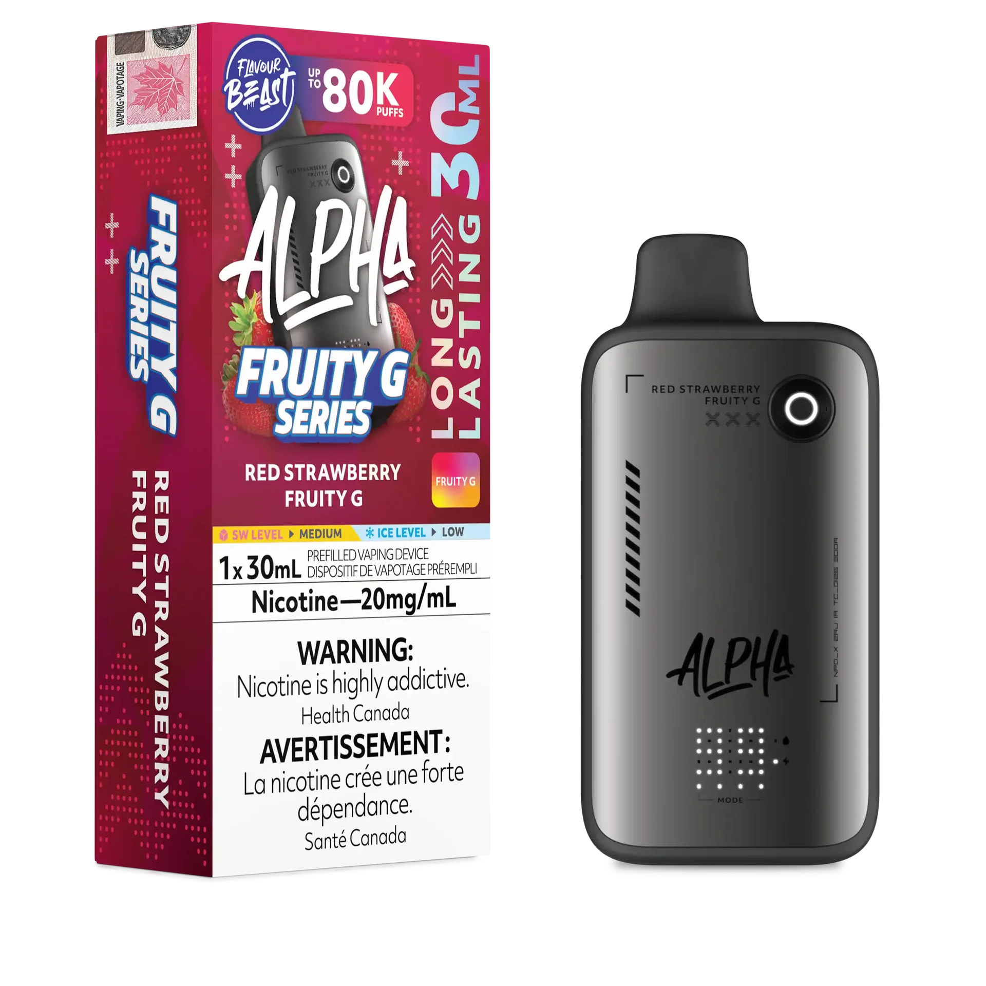 Red Strawberry Fruity G Flavour Beast Alpha - Disposable Vape 80K by FLAVOUR BEAST