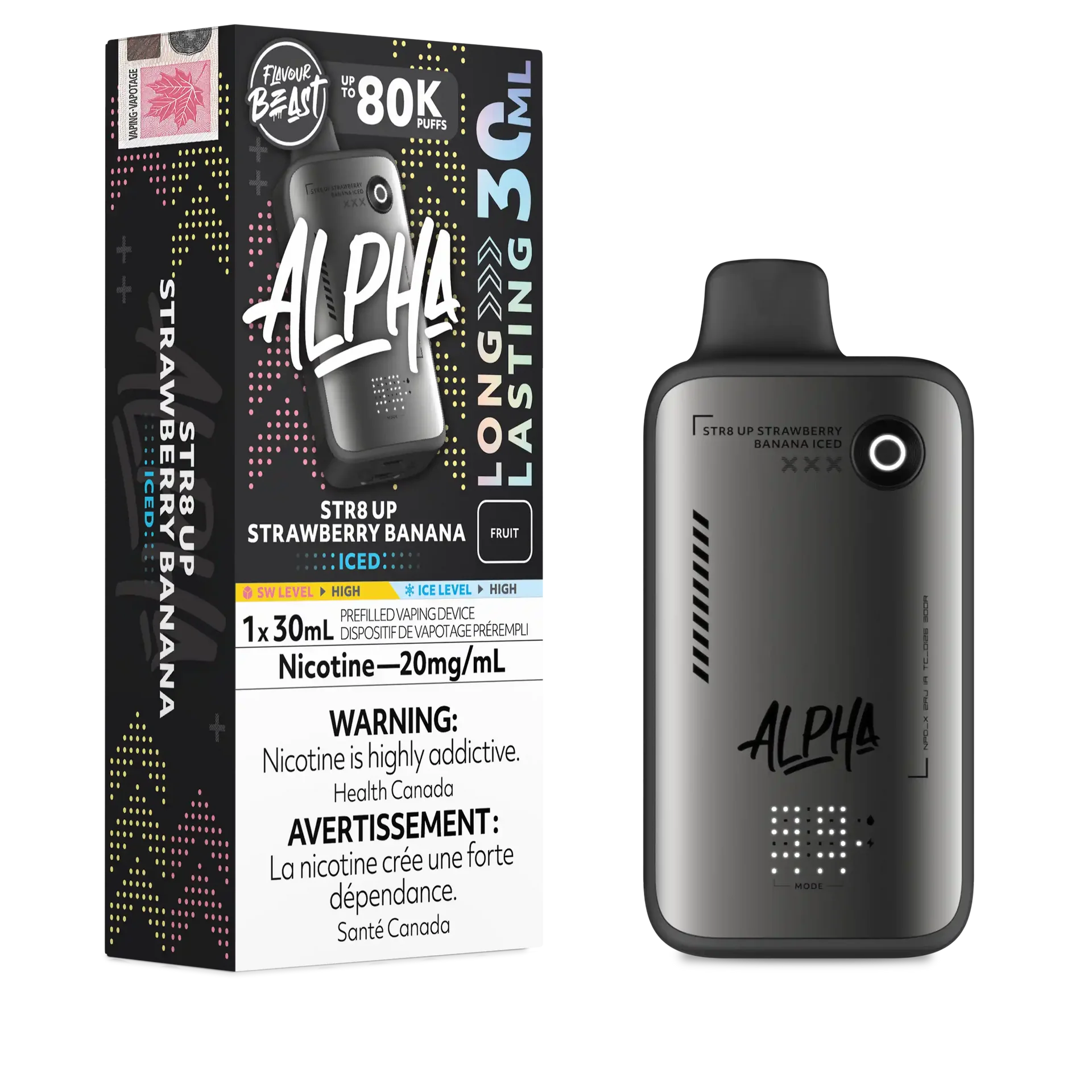 STR8 UP Strawberry Banana Iced Flavour Beast Alpha - Disposable Vape 80K by FLAVOUR BEAST