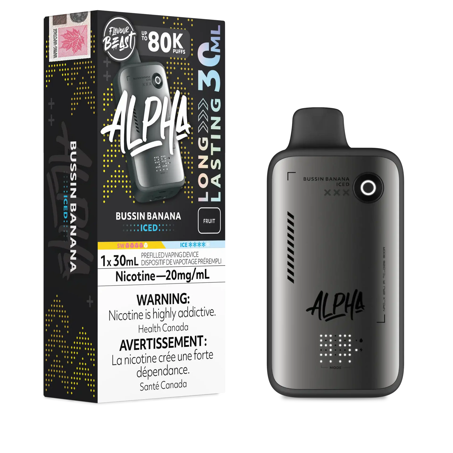 Bussin' Banana Iced Flavour Beast Alpha - Disposable Vape 80K by FLAVOUR BEAST