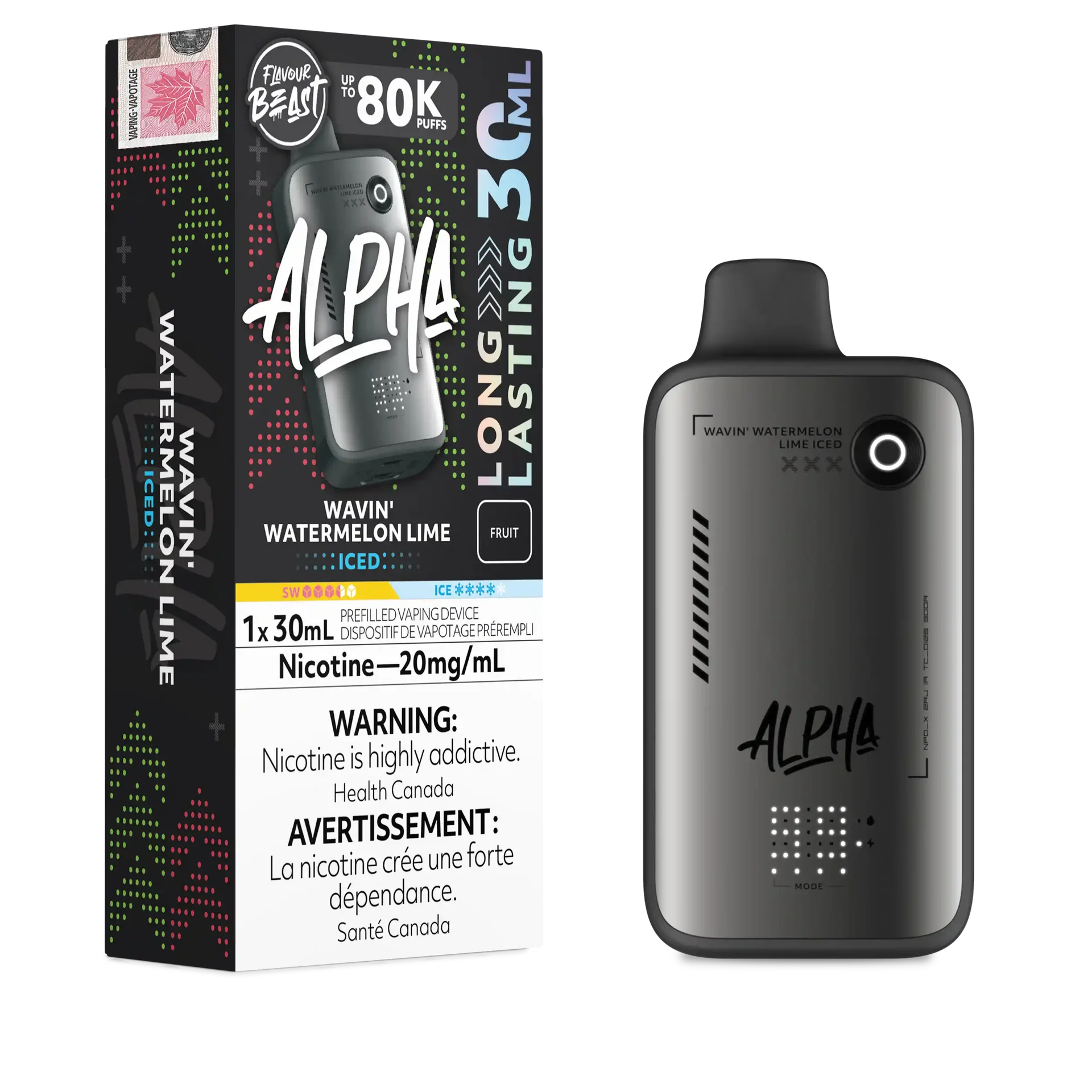 Wavin' Watermelon Lime Iced Flavour Beast Alpha - Disposable Vape 80K by FLAVOUR BEAST