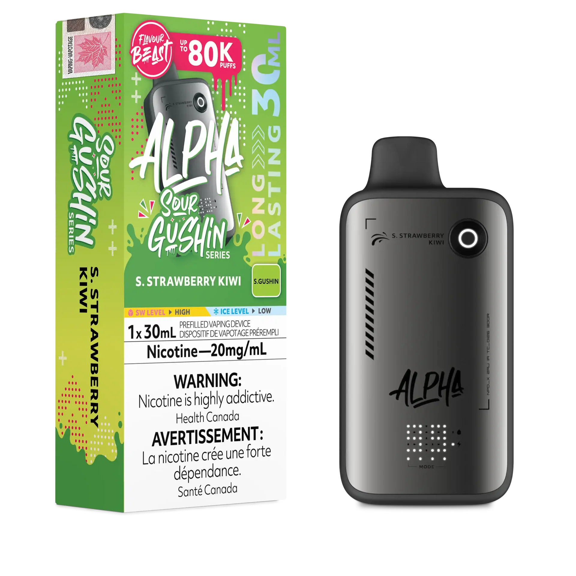 S. Strawberry Kiwi Flavour Beast Alpha - Disposable Vape 80K by FLAVOUR BEAST