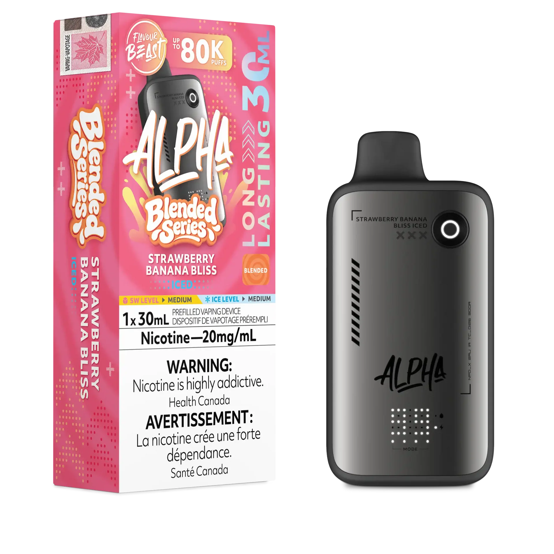 Strawberry Banana Bliss Iced Flavour Beast Alpha - Disposable Vape 80K by FLAVOUR BEAST