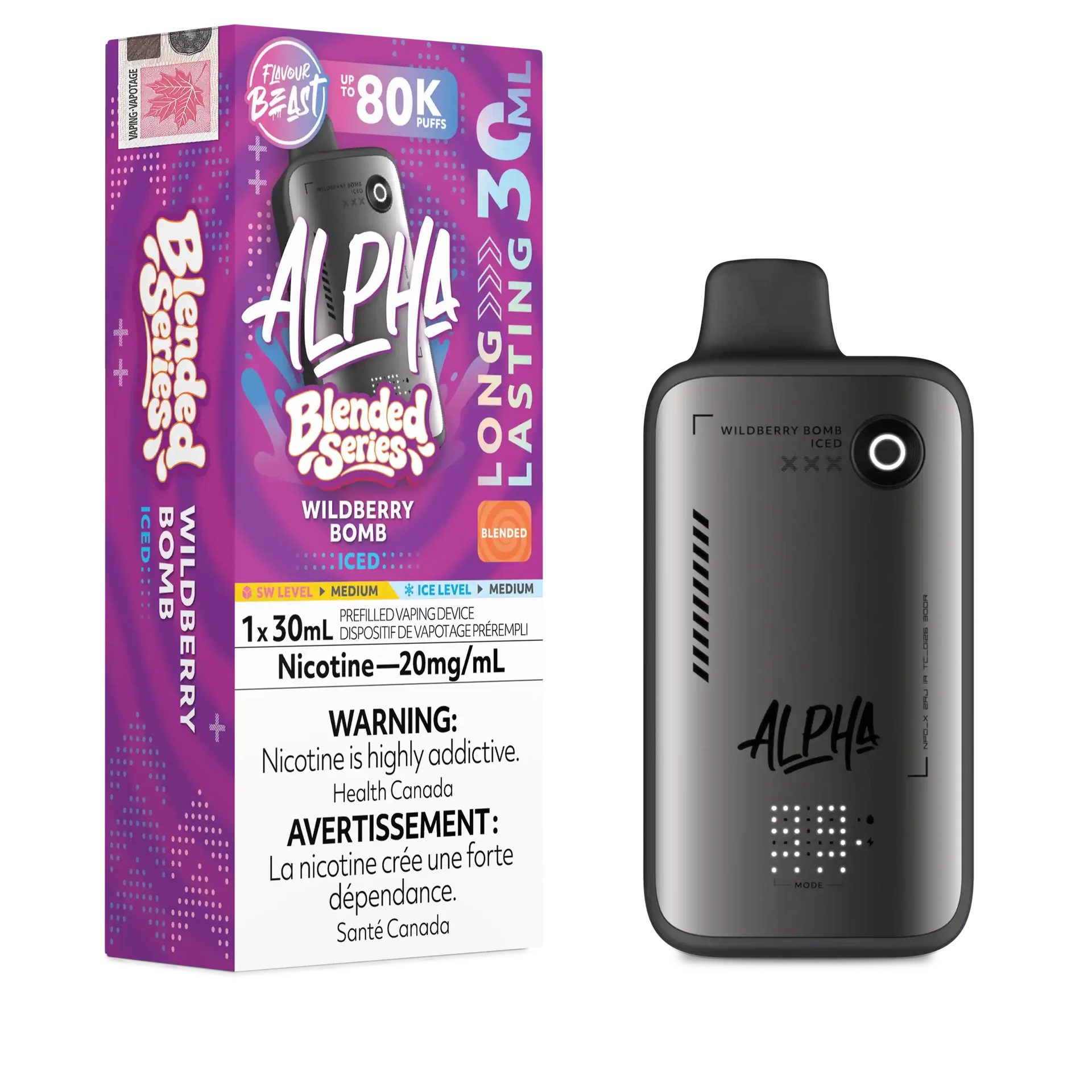 Wildberry Bomb Iced Flavour Beast Alpha - Disposable Vape 80K by FLAVOUR BEAST