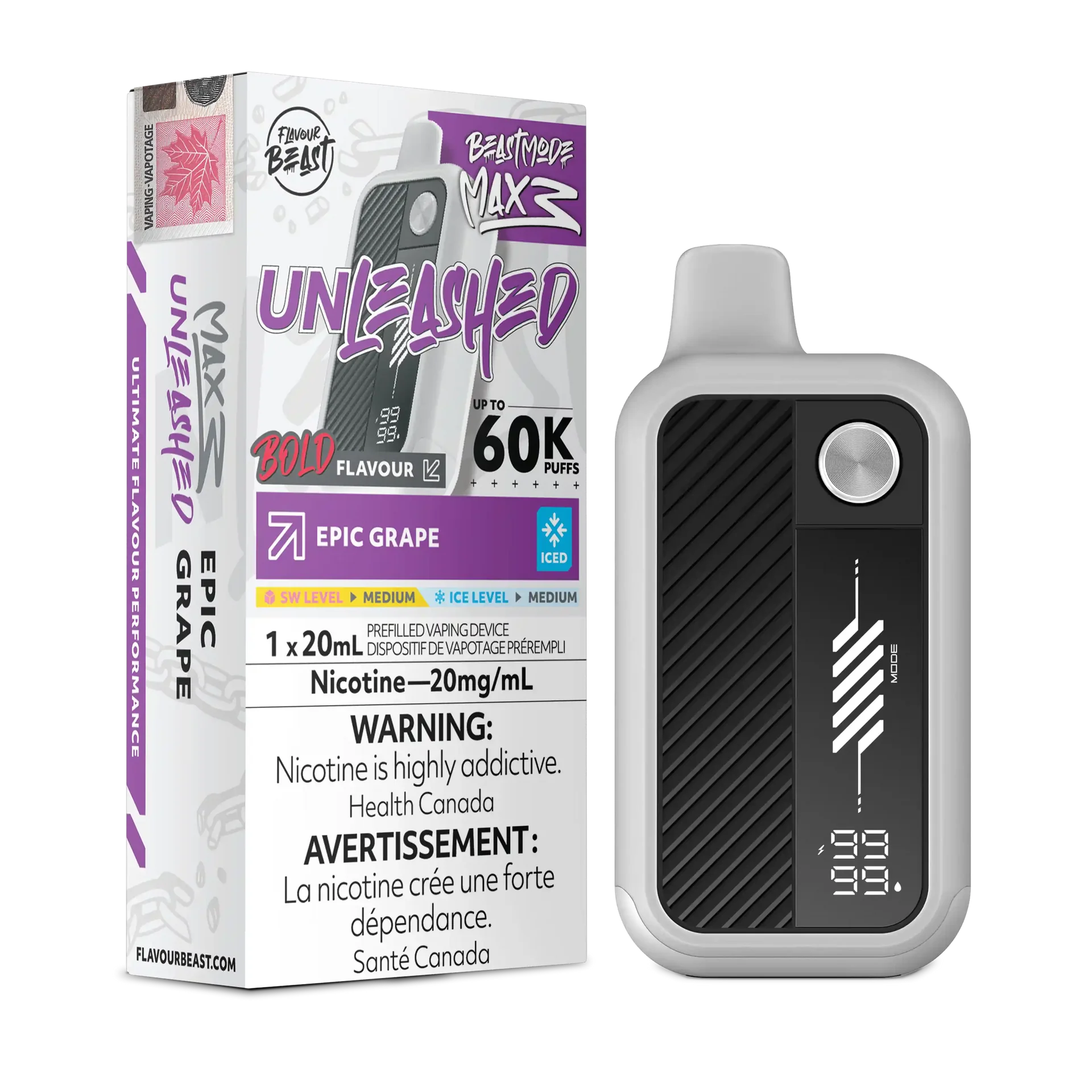 Epic Grape Iced Flavour Beast Mode Max 3 - Disposable Vape 60K