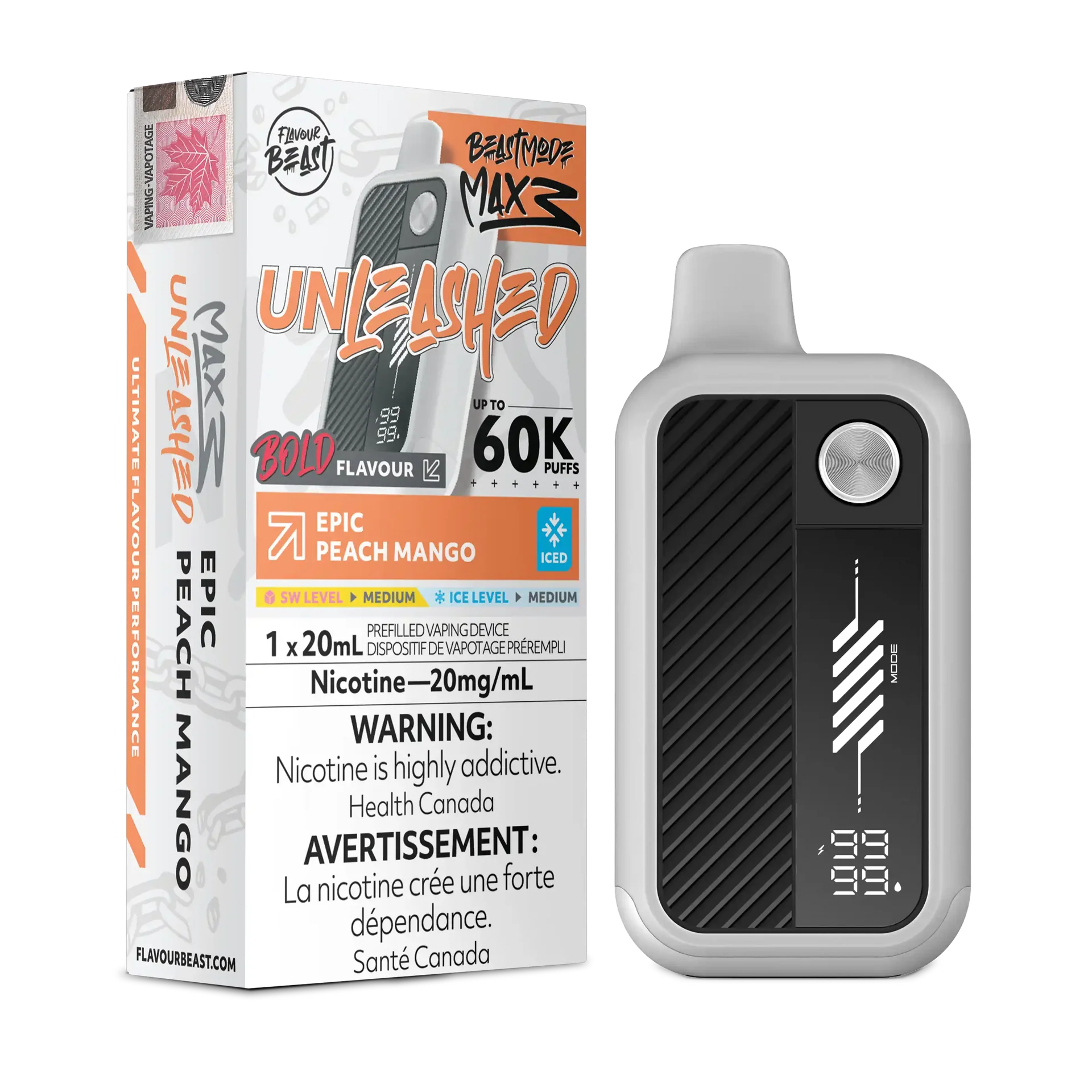 Epic Peach Mango Iced Flavour Beast Mode Max 3 - Disposable Vape 60K