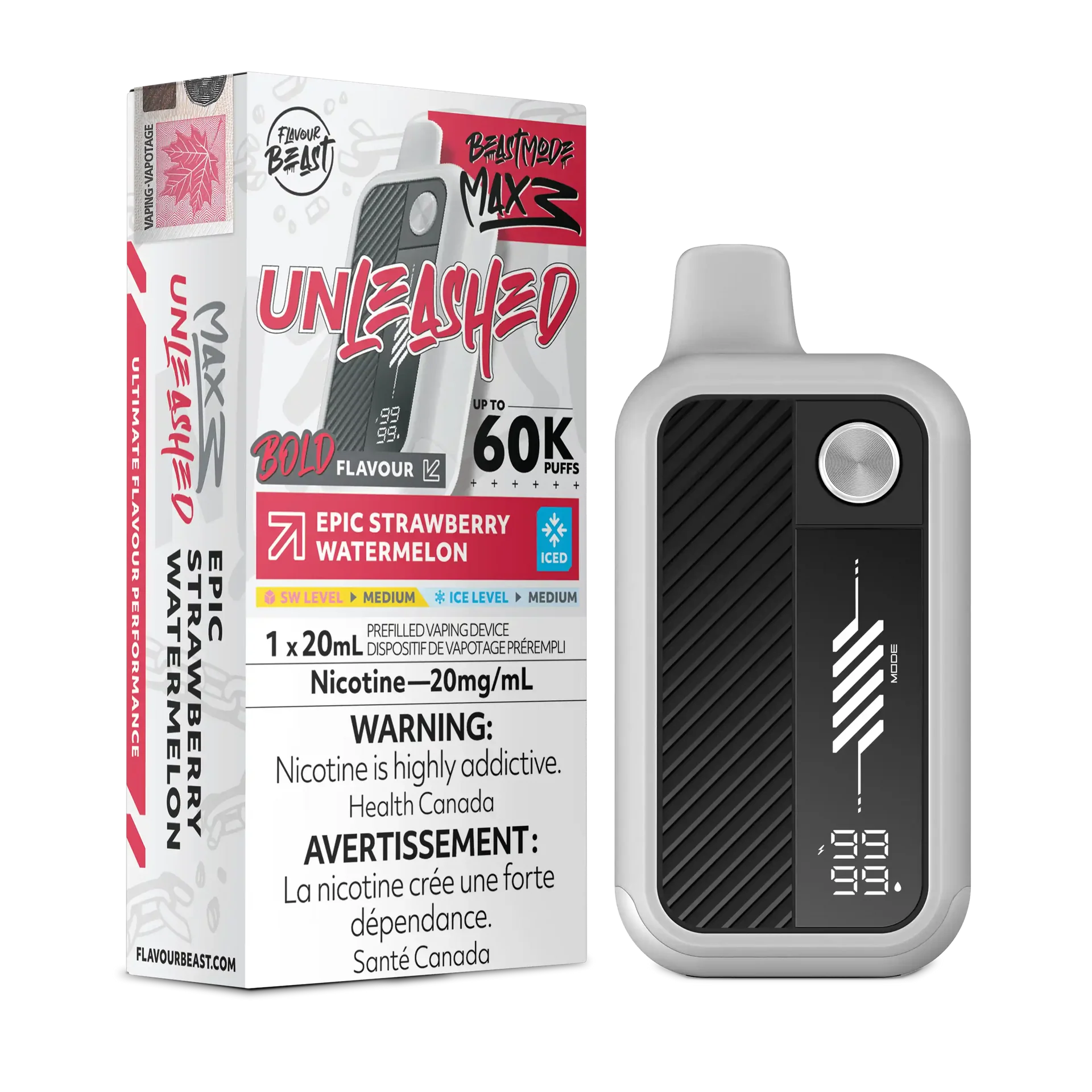 Epic Strawberry Watermelon Iced Flavour Beast Mode Max 3 - Disposable Vape 60K