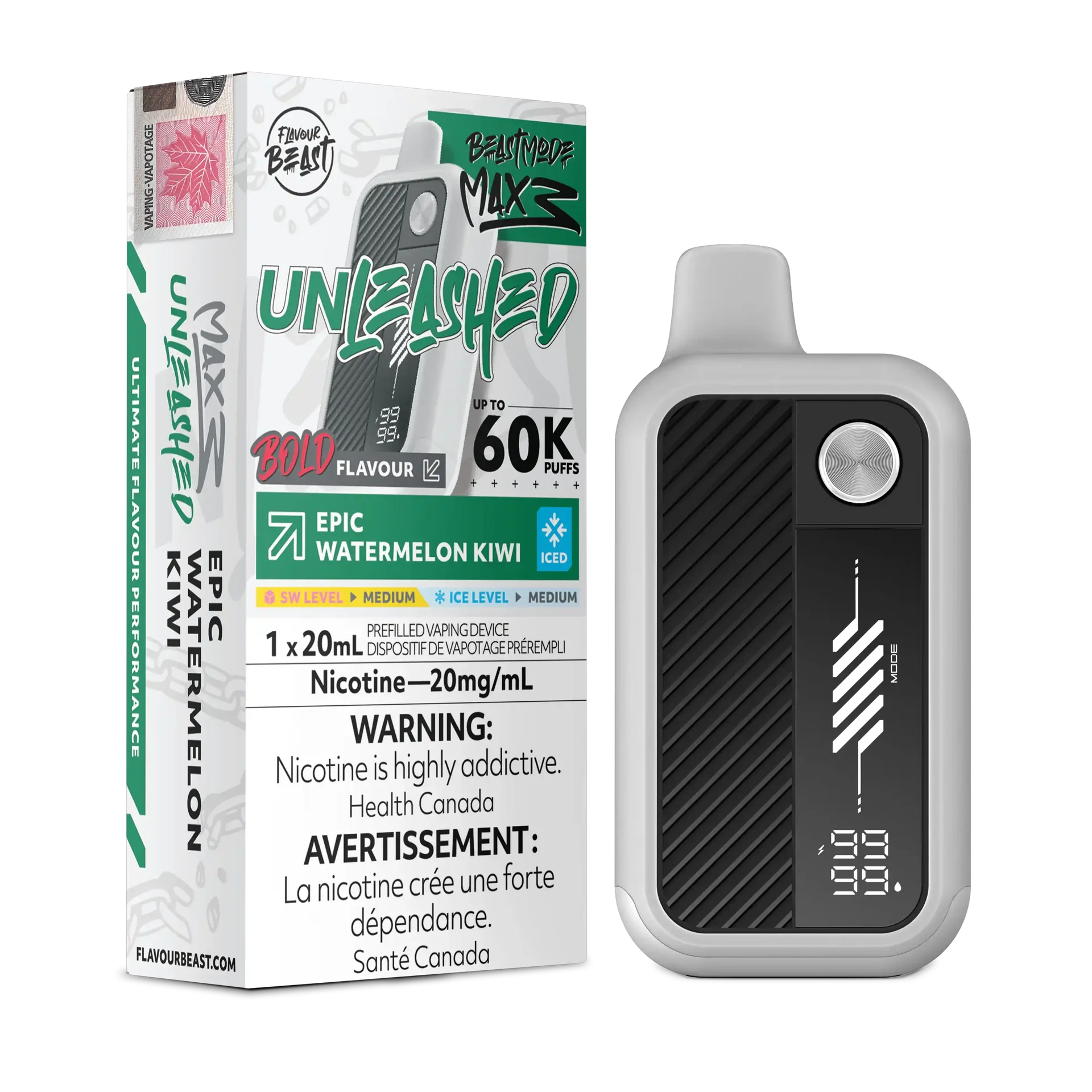 Epic Watermelon Kiwi Iced Flavour Beast Mode Max 3 - Disposable Vape 60K