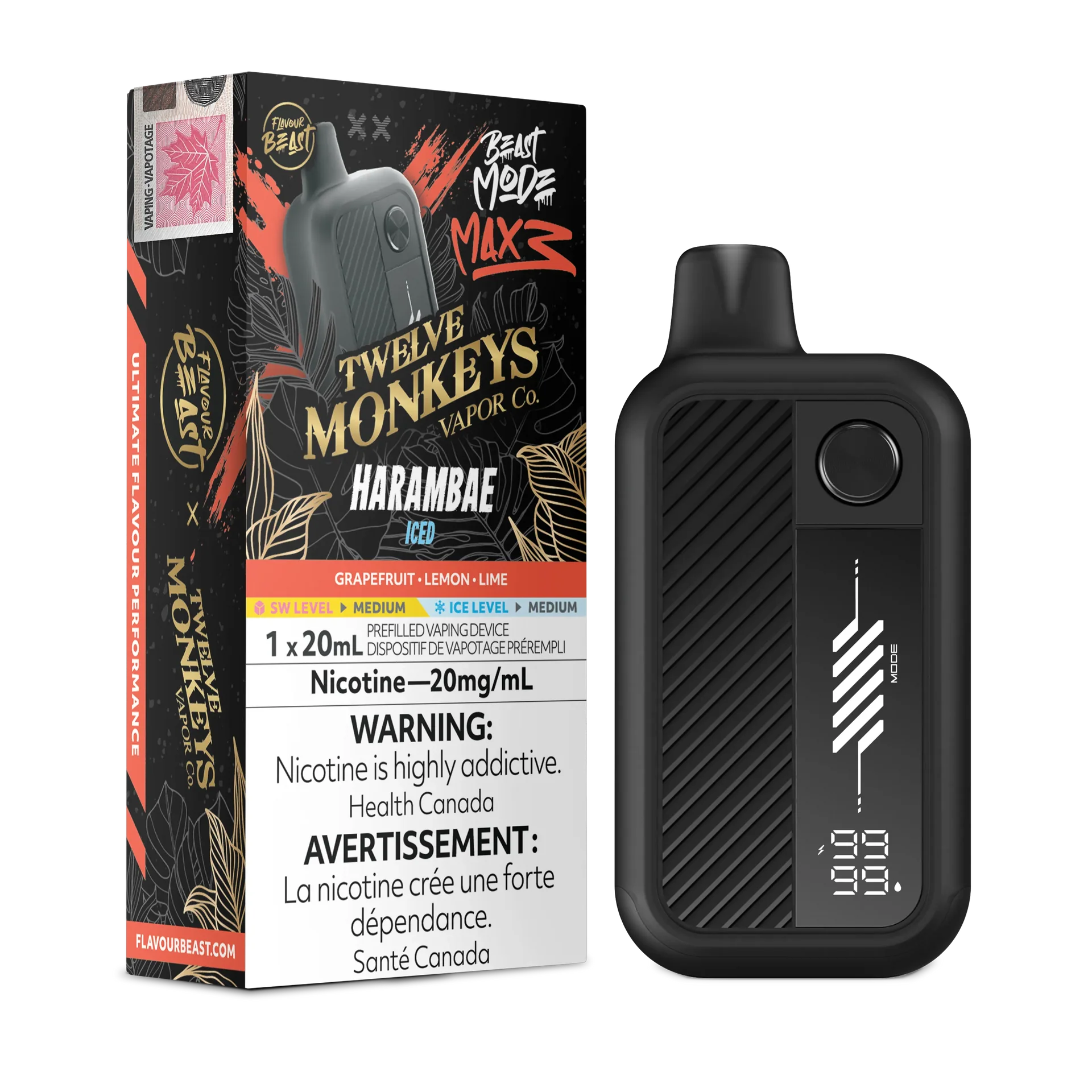 Harambae Iced Flavour Beast Mode Max 3 - Disposable Vape 60K by FLAVOUR BEAST