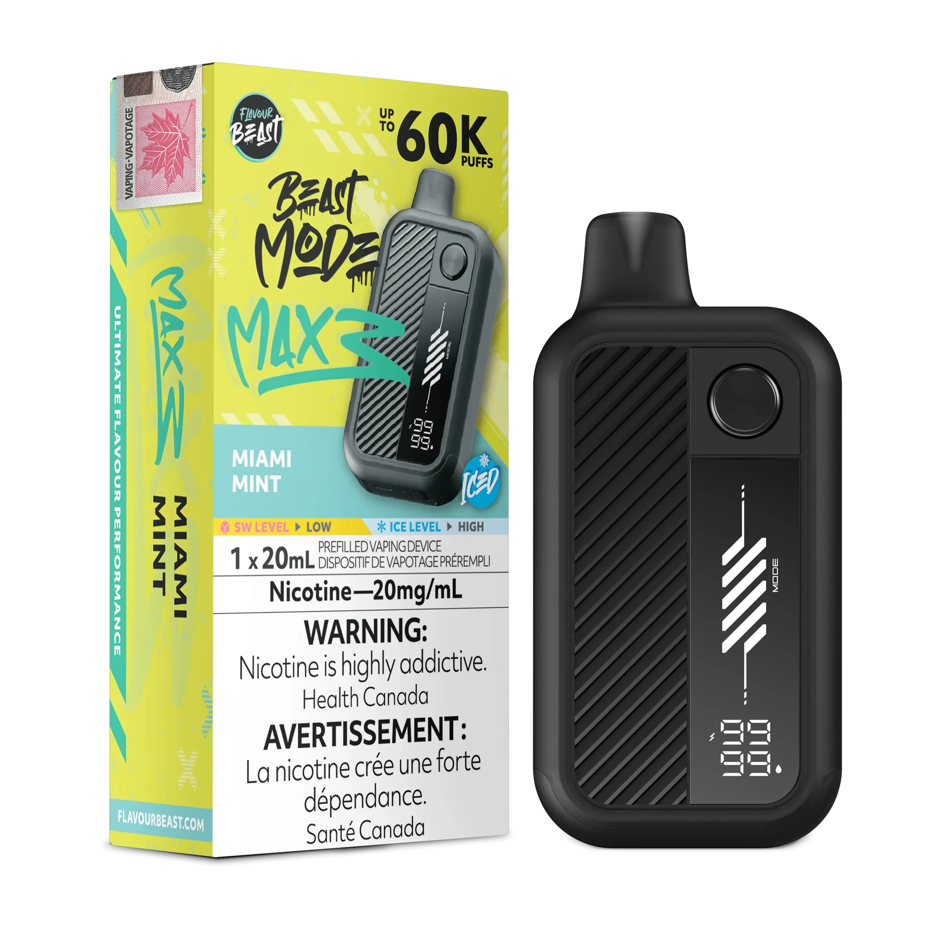 Miami Mint Iced Flavour Beast Mode Max 3 - Disposable Vape 60K by FLAVOUR BEAST