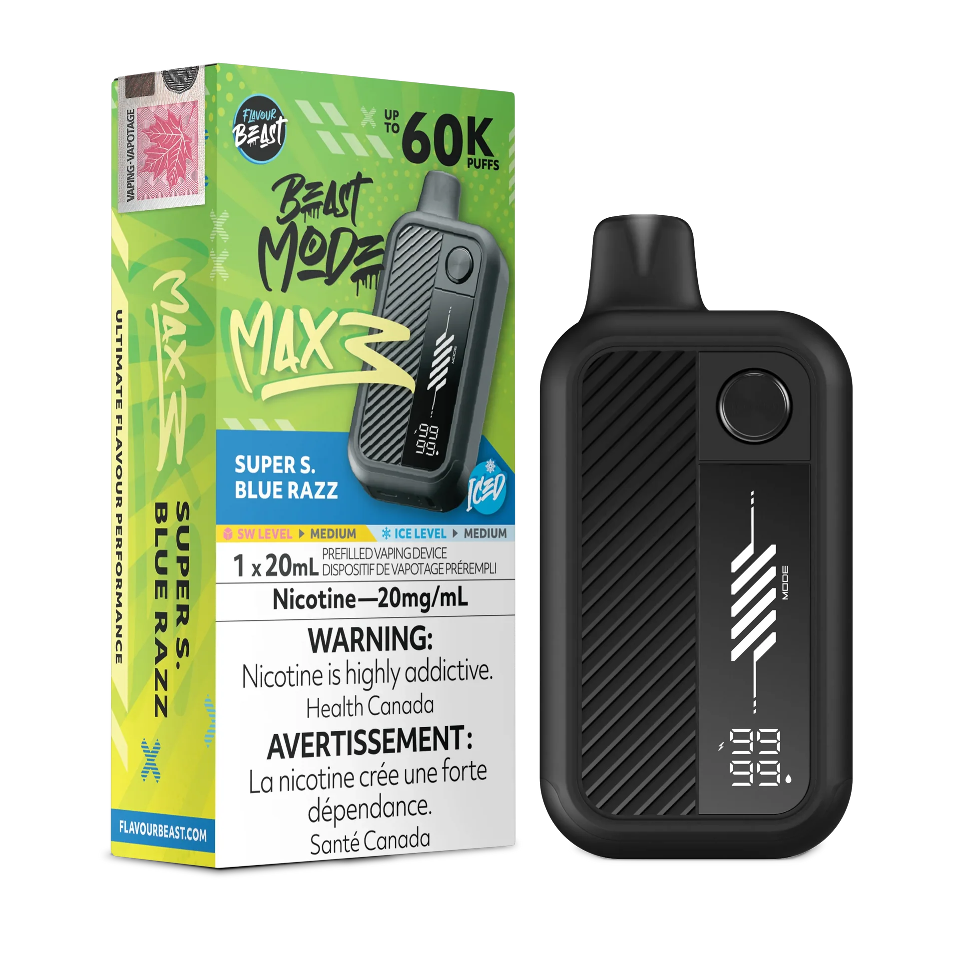 Super S. Blue Razz Iced Flavour Beast Mode Max 3 - Disposable Vape 60K by FLAVOUR BEAST