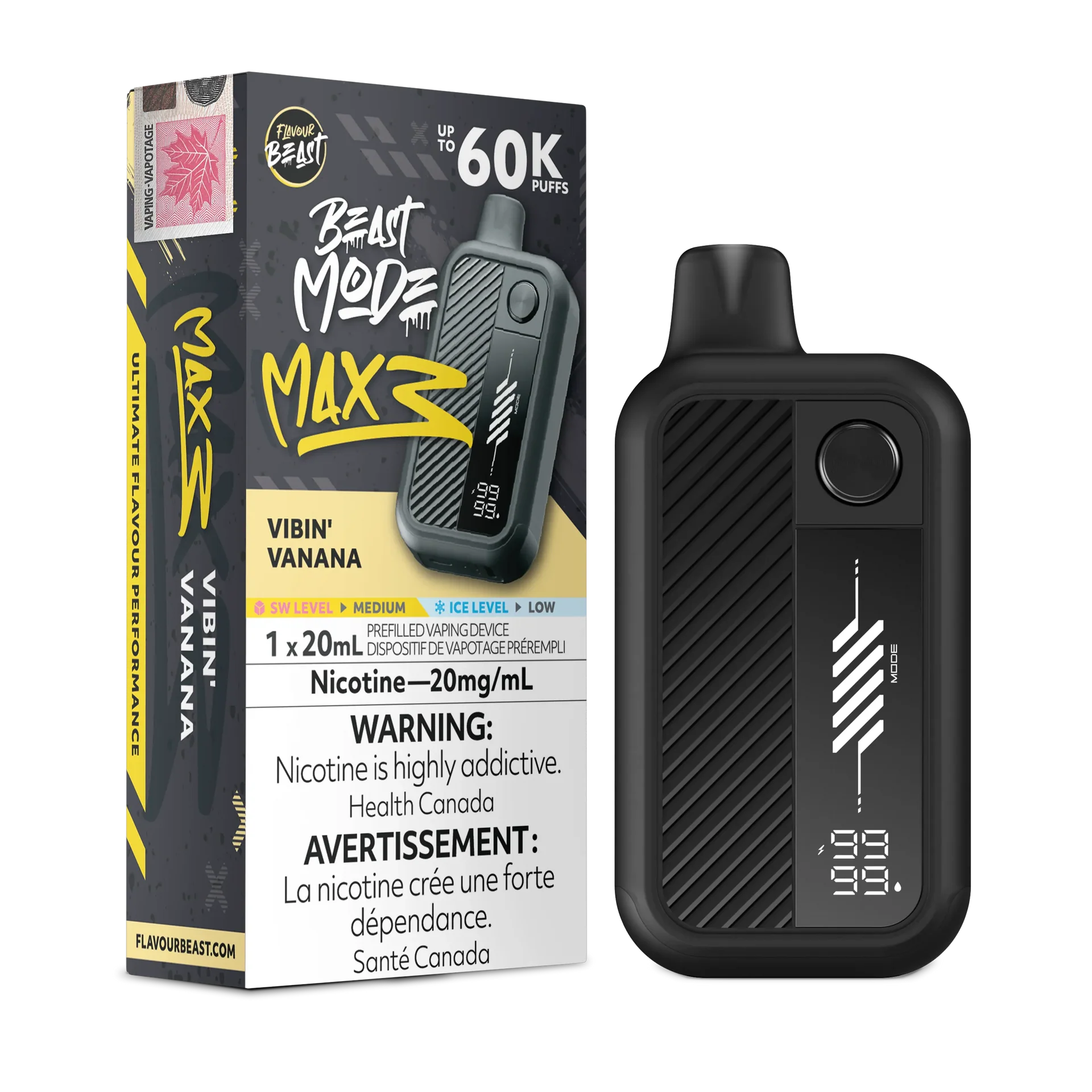Vibin' Vanana Flavour Beast Mode Max 3 - Disposable Vape 60K by FLAVOUR BEAST
