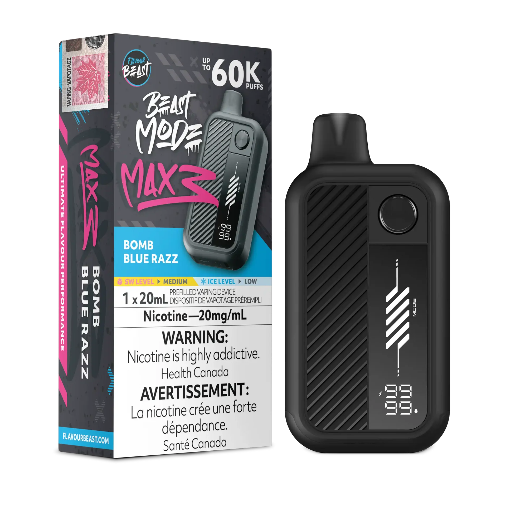 Bomb Blue Razz Flavour Beast Mode Max 3 - Disposable Vape 60K