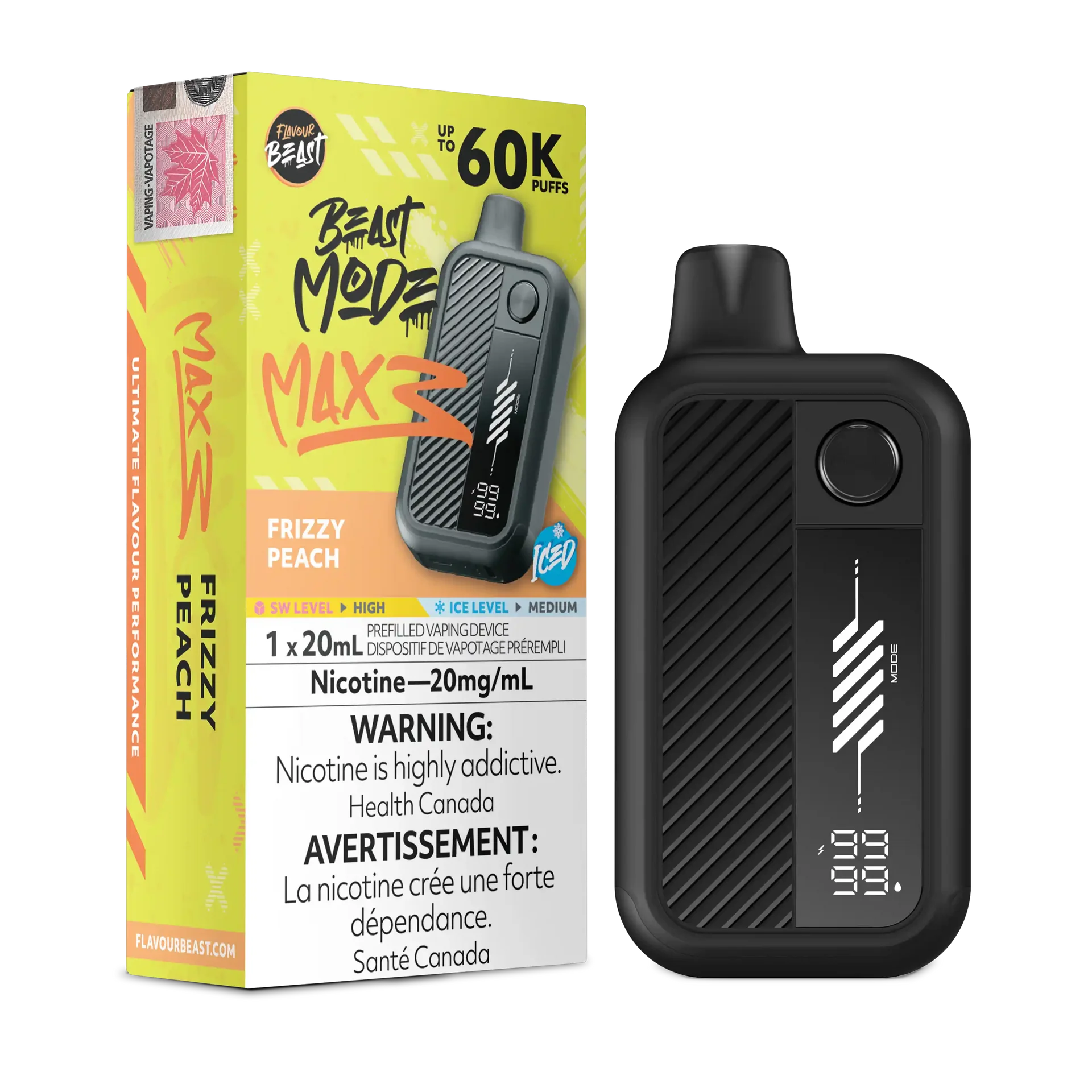 Frizzy Peach Iced Flavour Beast Mode Max 3 - Disposable Vape 60K