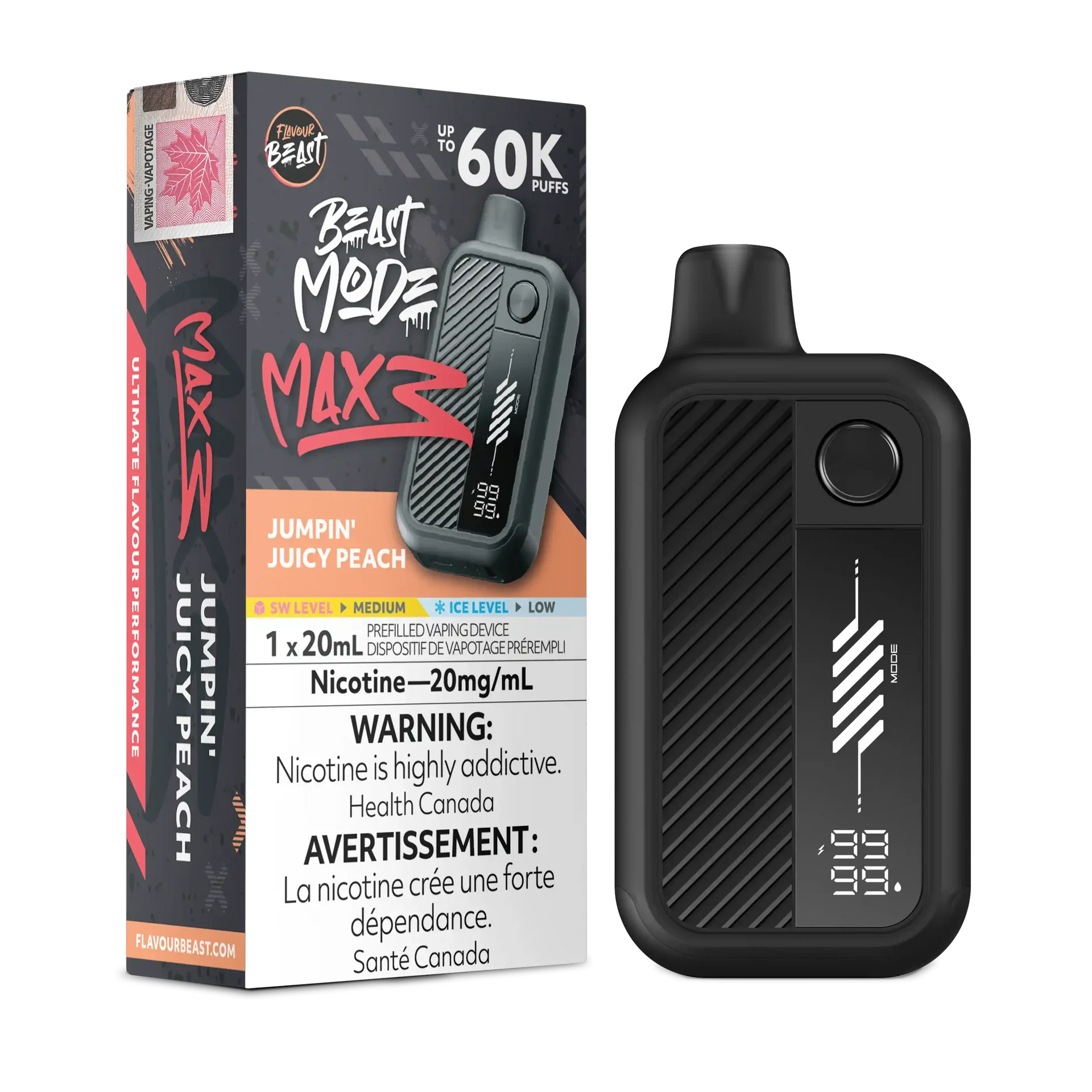 Jumpin' Juicy Peach Flavour Beast Mode Max 3 - Disposable Vape 60K