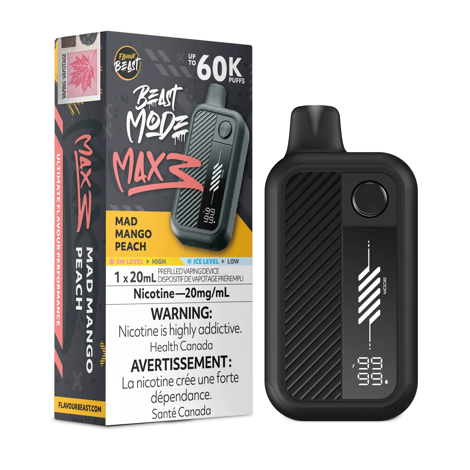 Mad Mango Peach Flavour Beast Mode Max 3 - Disposable Vape 60K