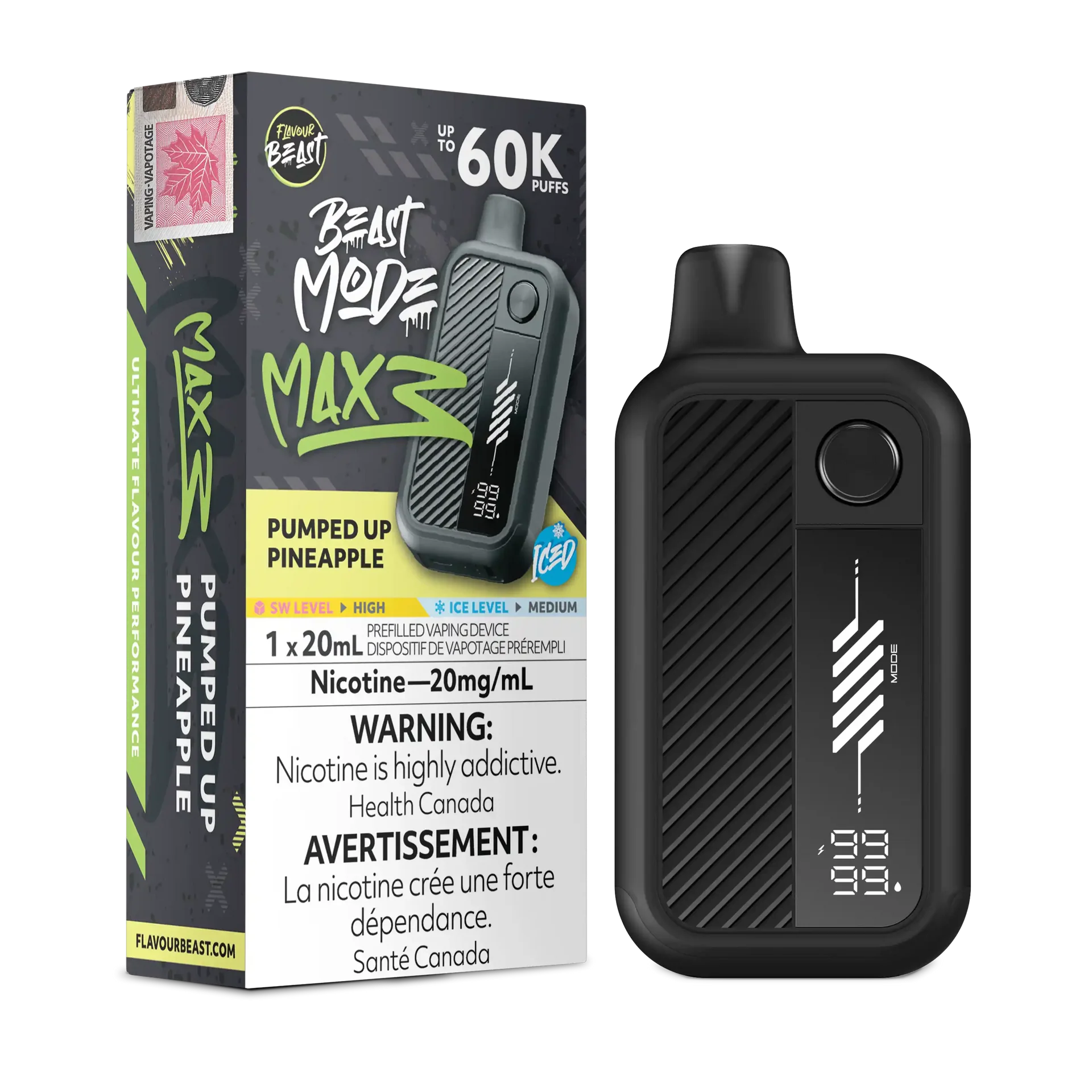 Pumped Up Pineapple Iced Flavour Beast Mode Max 3 - Disposable Vape 60K