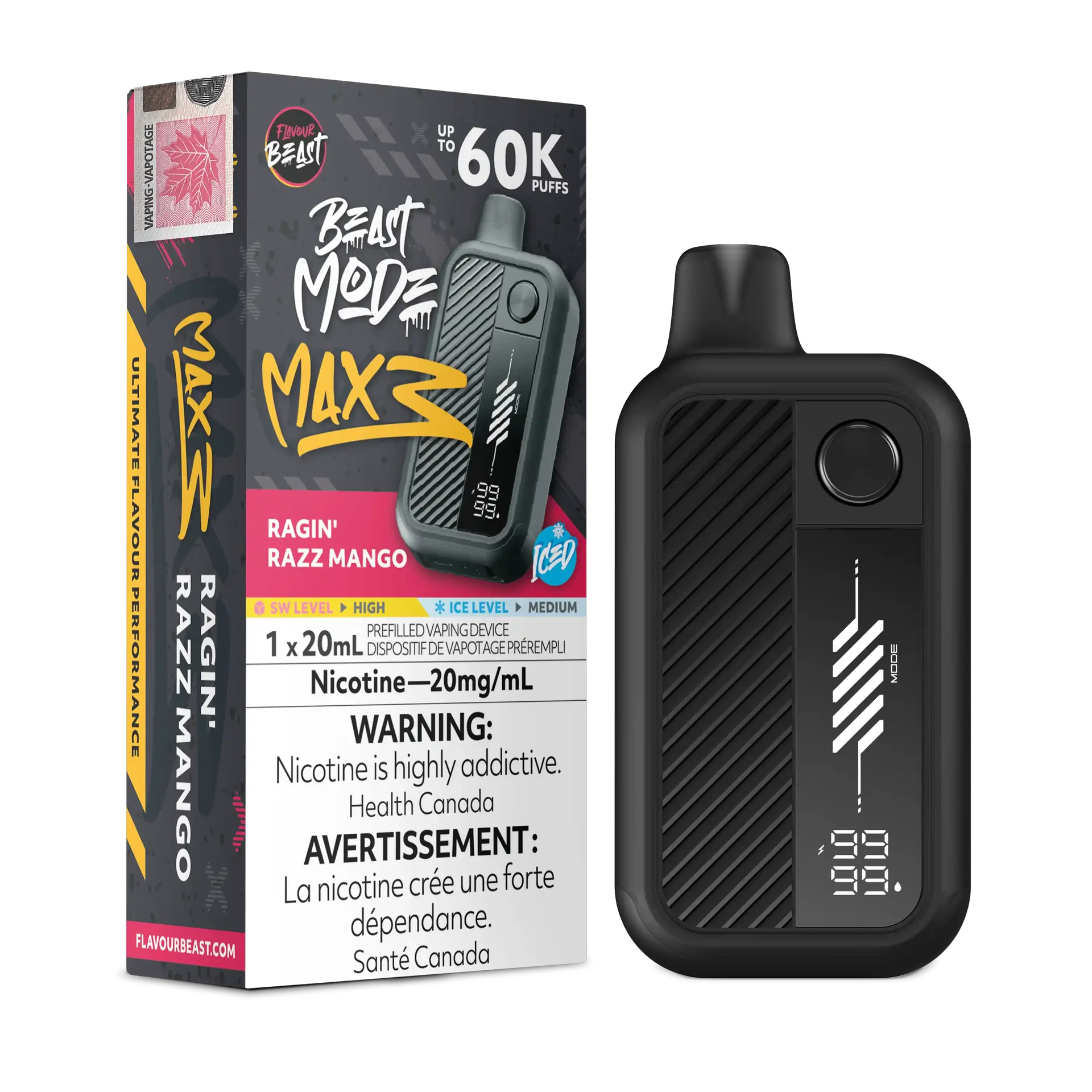 Ragin' Razz Mango Iced Flavour Beast Mode Max 3 - Disposable Vape 60K