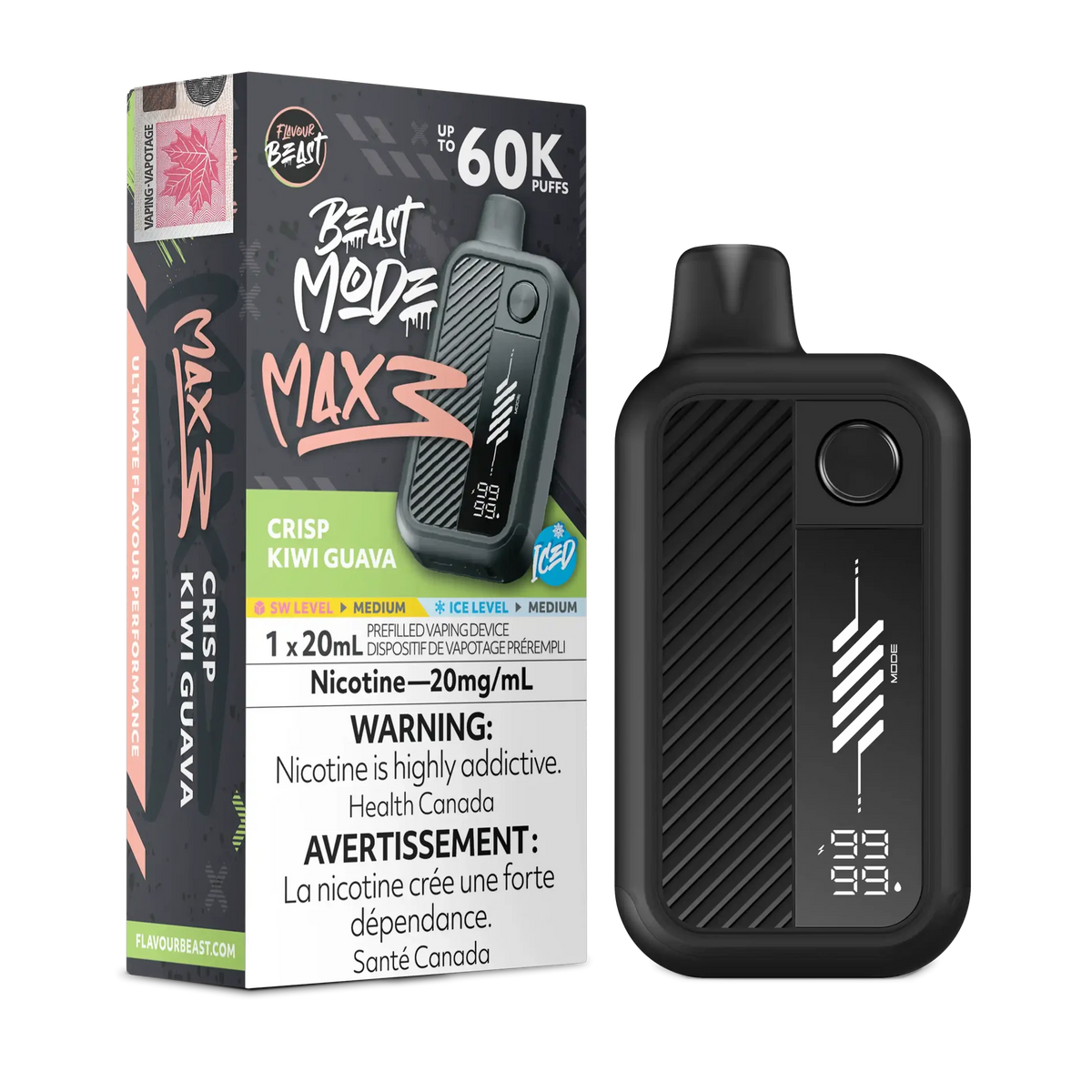 Crisp Kiwi Guava Iced Flavour Beast Mode Max 3 - Disposable Vape 60K