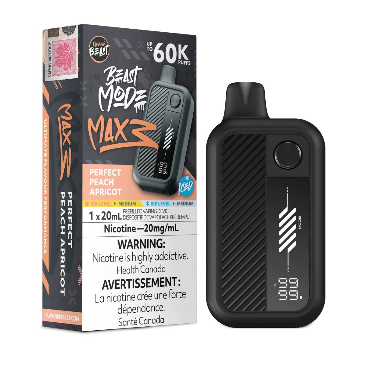 Perfect Peach Apricot Iced Flavour Beast Mode Max 3 - Disposable Vape 60K