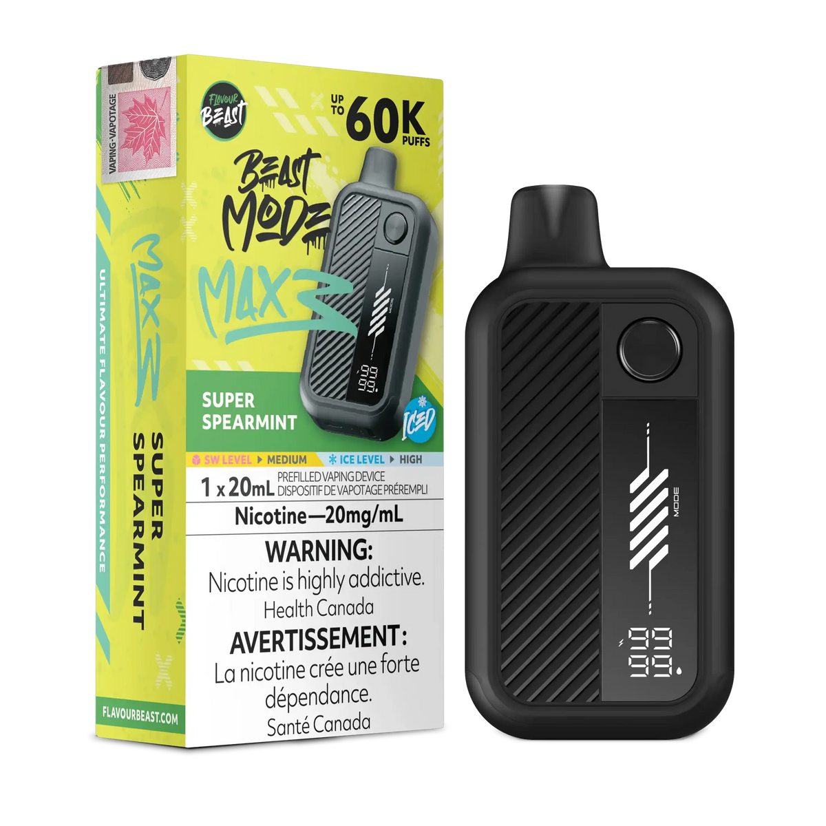 Super Spearmint Iced Flavour Beast Mode Max 3 - Disposable Vape 60K