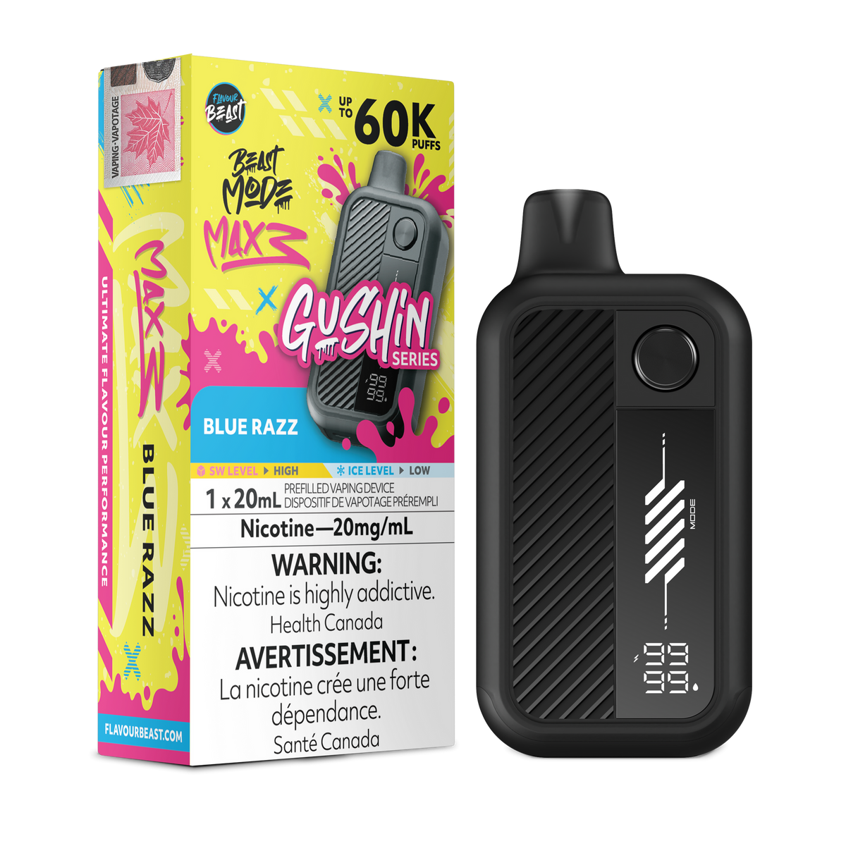 Gushin Blue Razz Flavour Beast Mode Max 3 - Disposable Vape 60K