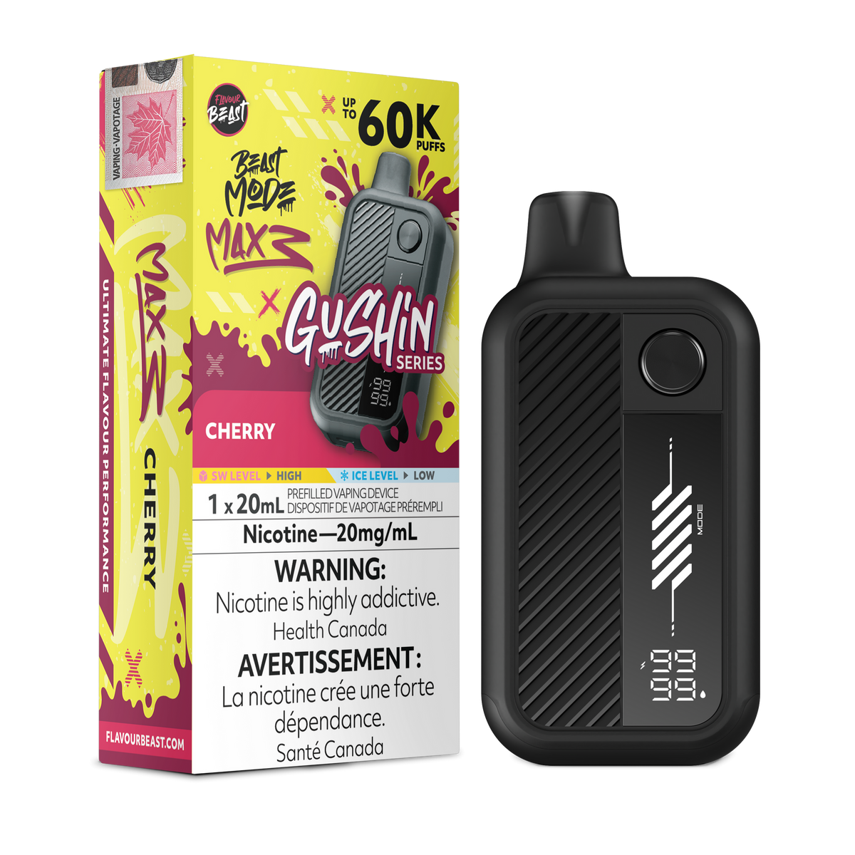 Gushin Cherry Flavour Beast Mode Max 3 - Disposable Vape 60K