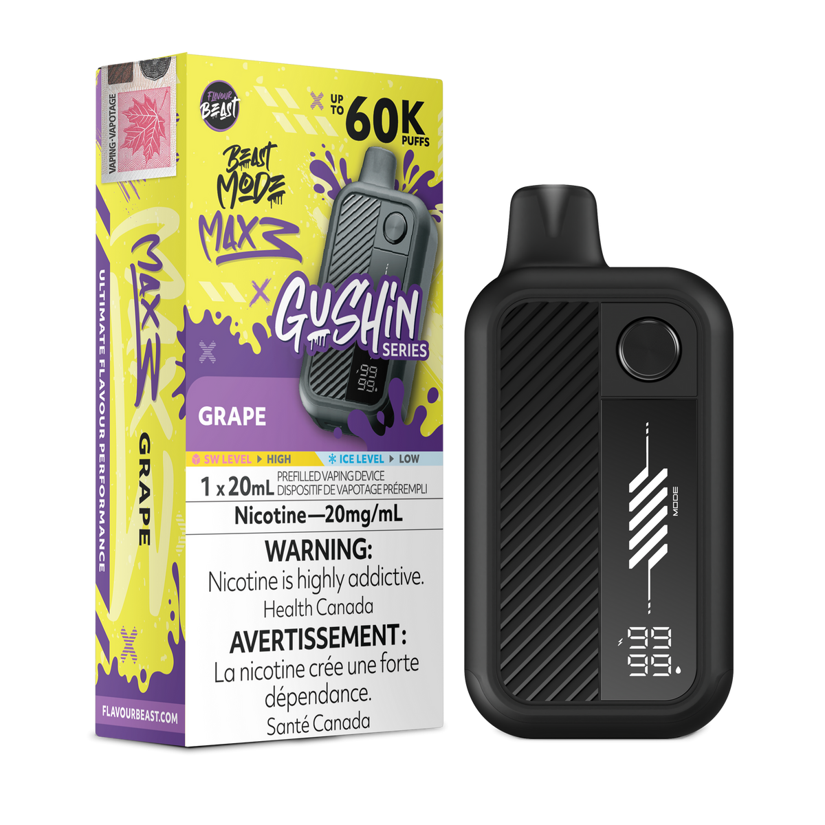 Gushin Grape Flavour Beast Mode Max 3 - Disposable Vape 60K