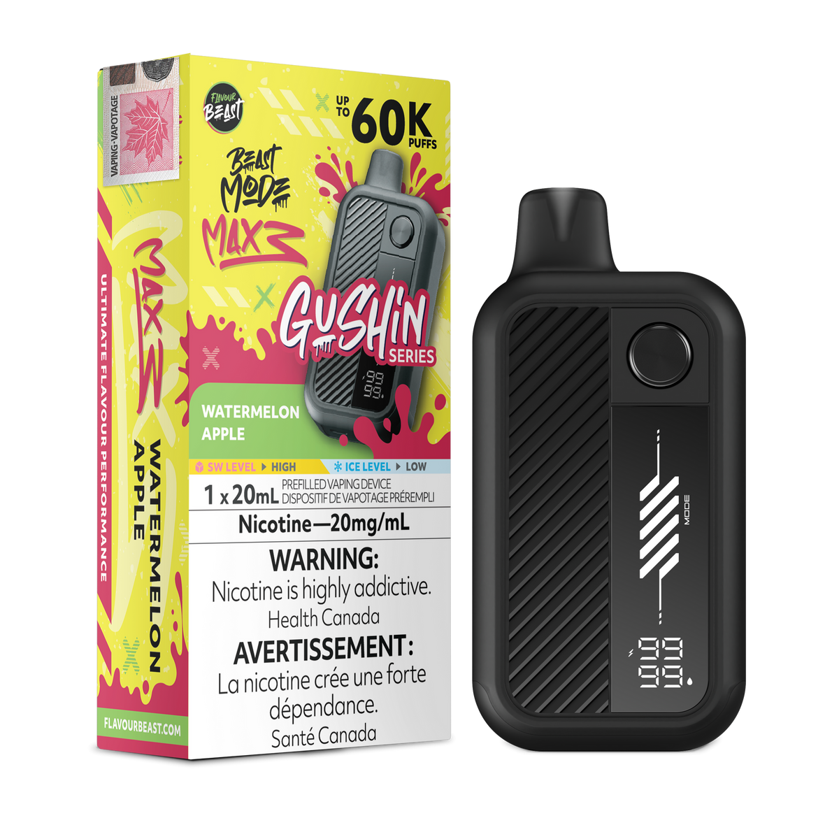 Gushin Watermelon Apple Flavour Beast Mode Max 3 - Disposable Vape 60K