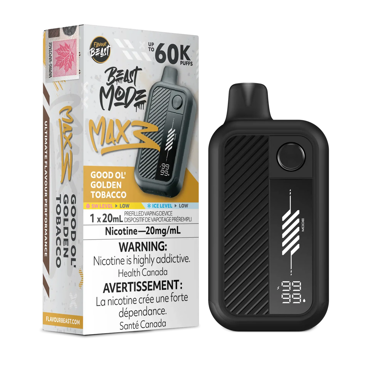 Good Ol' Golden Tobacco Flavour Beast Mode Max 3 - Disposable Vape 60K
