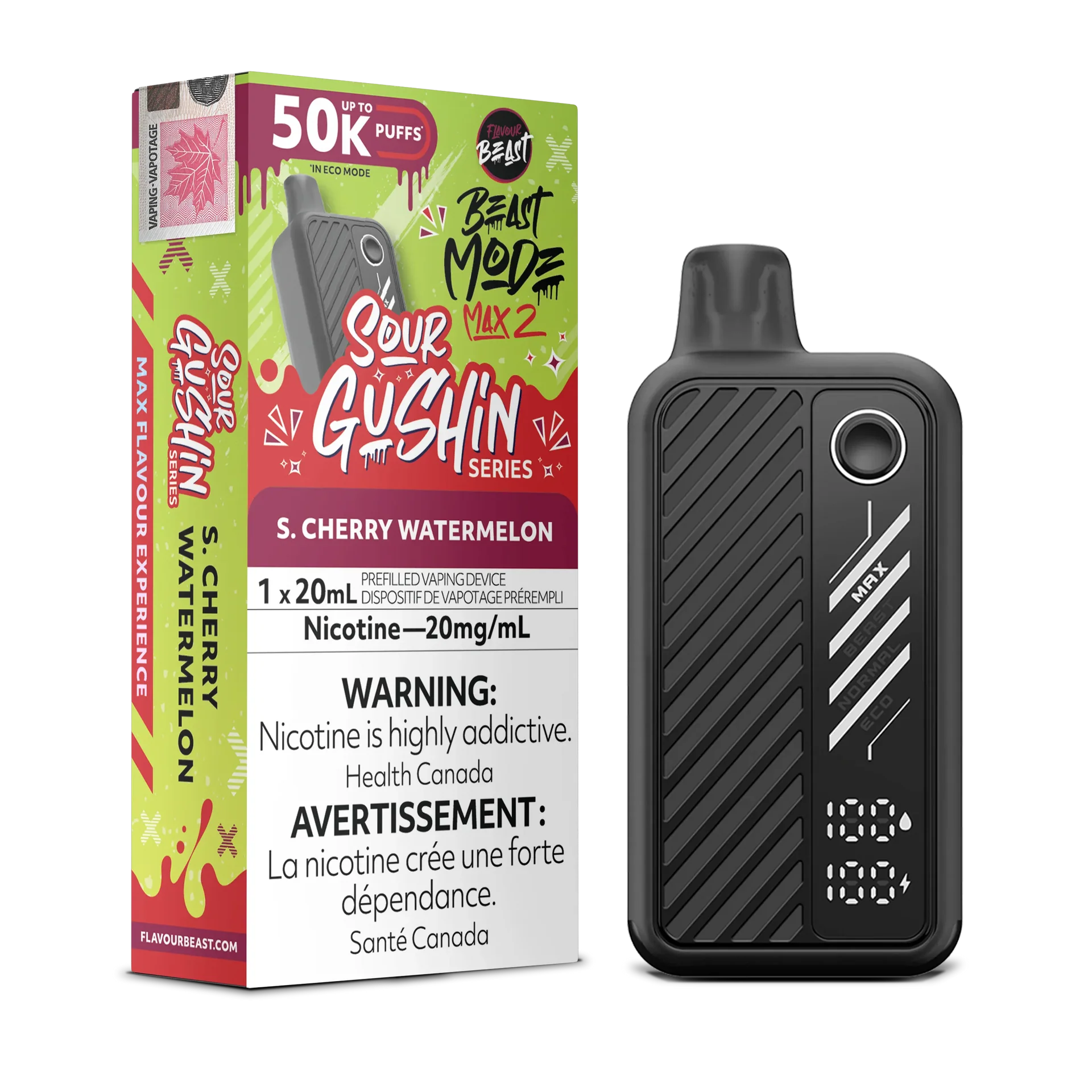 Sour Gushin S. Cherry Watermelon Flavour Beast Mode Max 2 - Disposable 50K by FLAVOUR BEAST