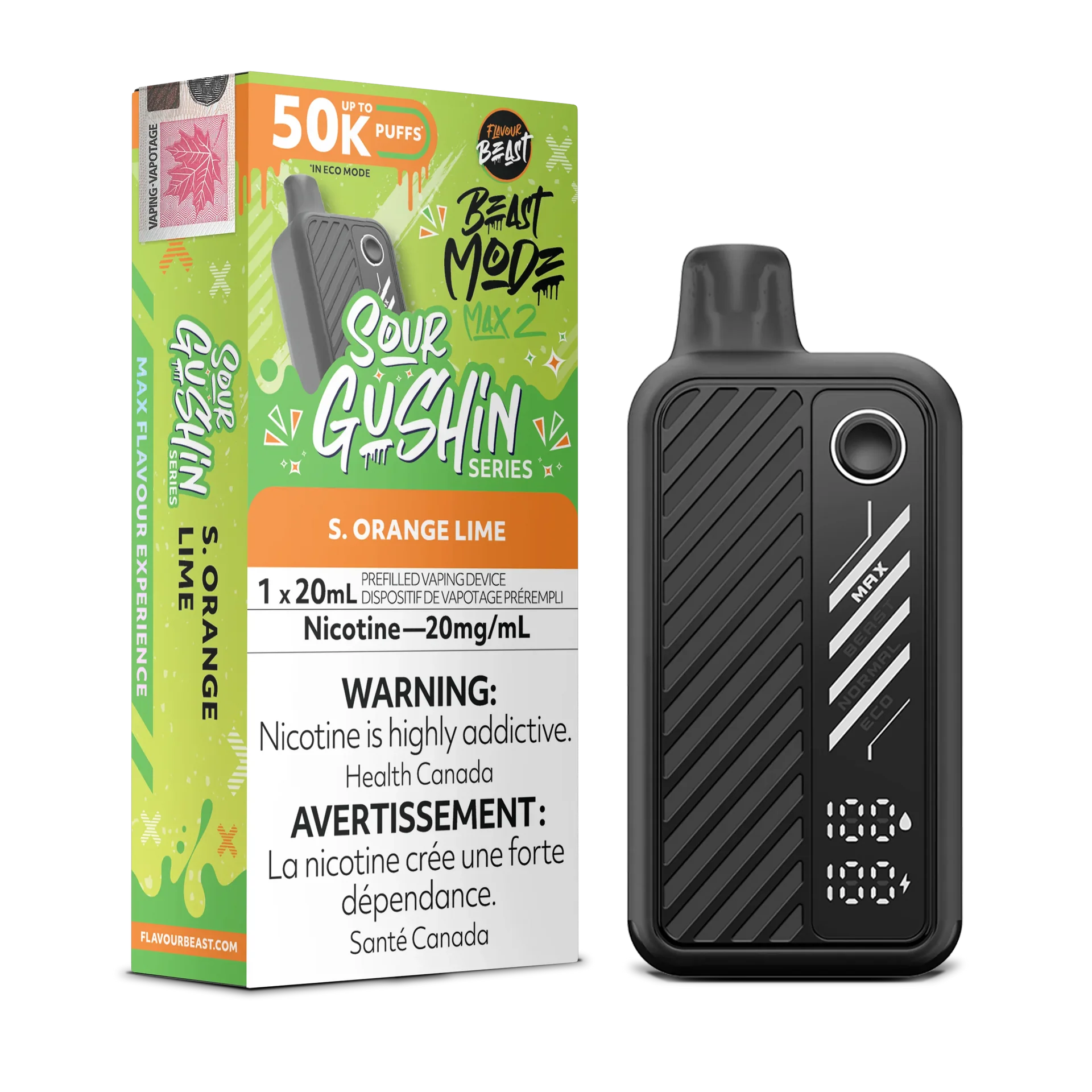 Sour Gushin S. Raspberry Lemon Flavour Beast Mode Max 2 - Disposable 50K by FLAVOUR BEAST — view 1