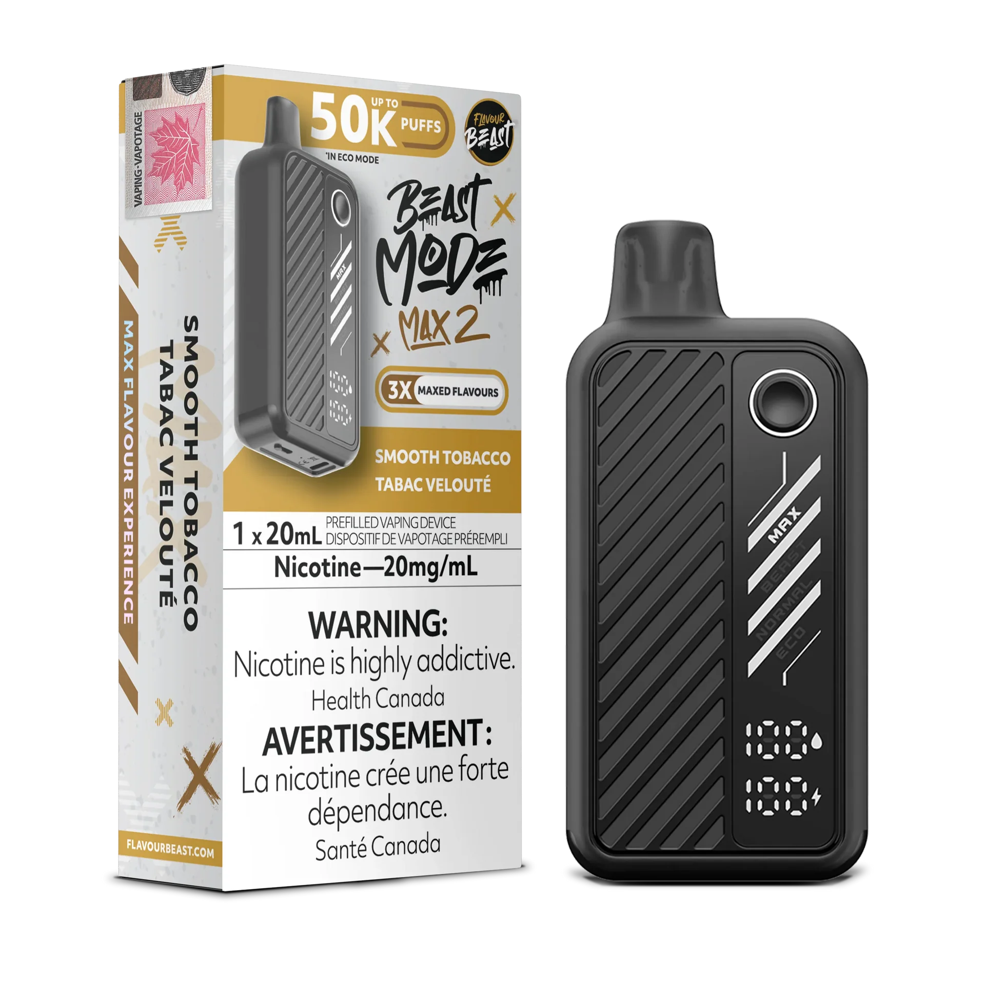 crisp Tobacco Flavour Beast Mode Max 2 - Disposable 50K by FLAVOUR BEAST