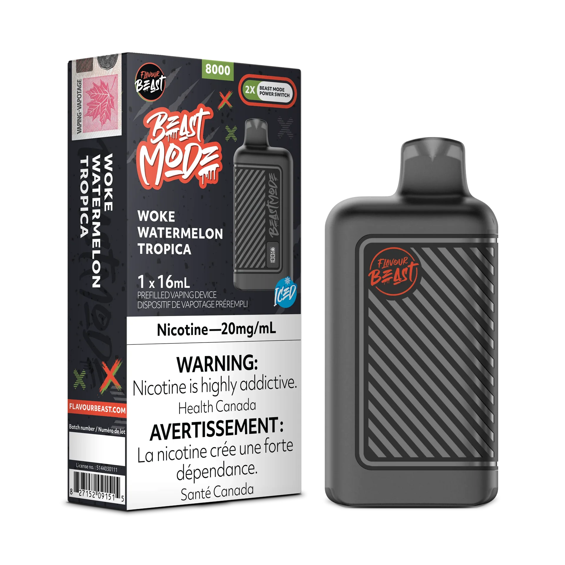 Woke Watermelon Tropica Iced Flavour Beast Mode - Disposable 8K by FLAVOUR BEAST