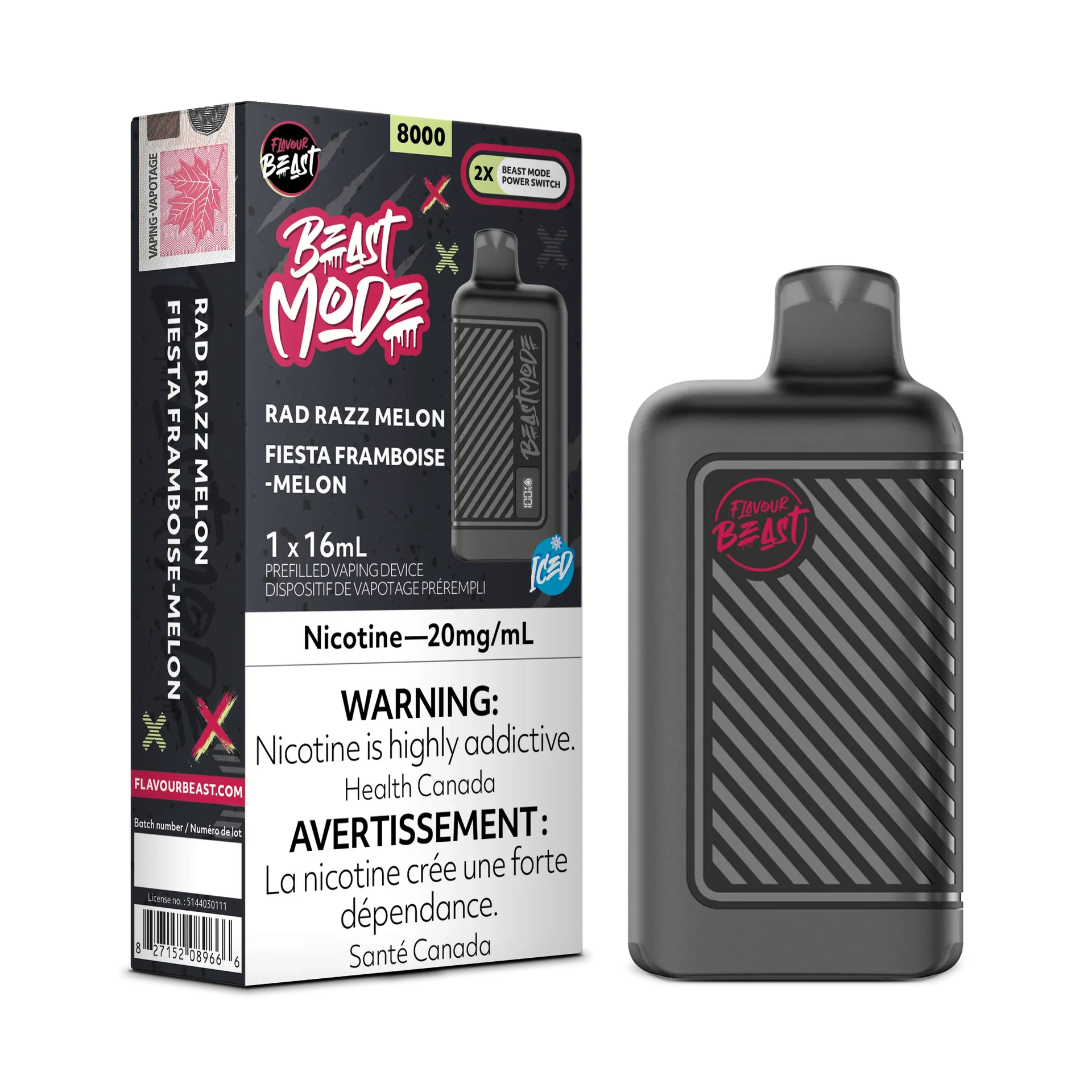 Rad Razz Melon Iced Flavour Beast Mode - Disposable 8K by FLAVOUR BEAST