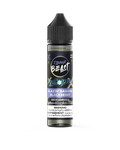 Flavour Beast Salt Blazin' Banana Blackberry Iced e-liquid bottle, 60mL, black label with purple and yellow text.
