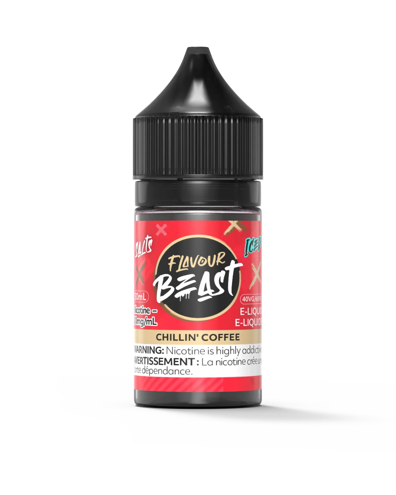 Flavour Beast Salt Chillin' Coffee 30mL e-liquid bottle with a black cap and red label.