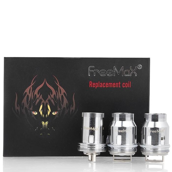 FreeMax Pro Tank Coils: three silver mesh coils with a black and red box.