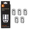 Geekvape Super Mesh Coils 5-pack for Cerberus Tank, silver, with black packaging.