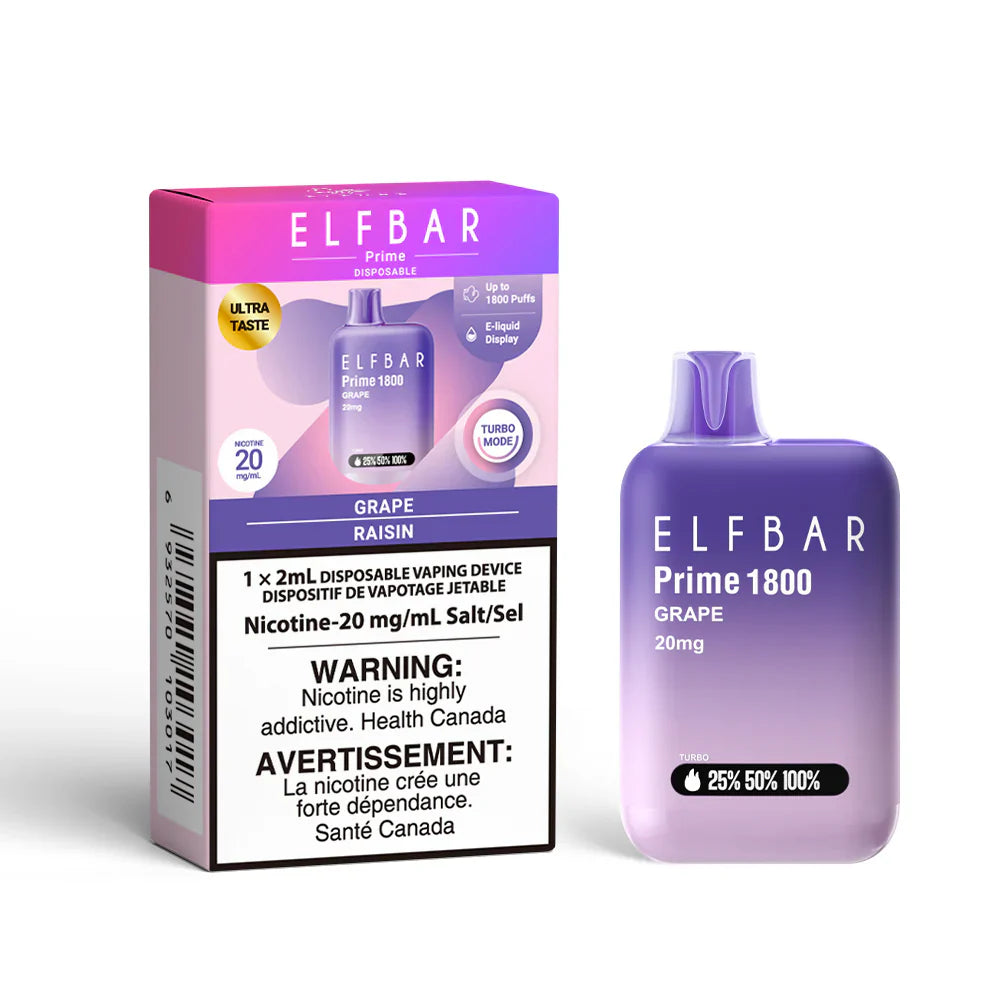 Grape ELF Bar Prime 1800 - Disposable