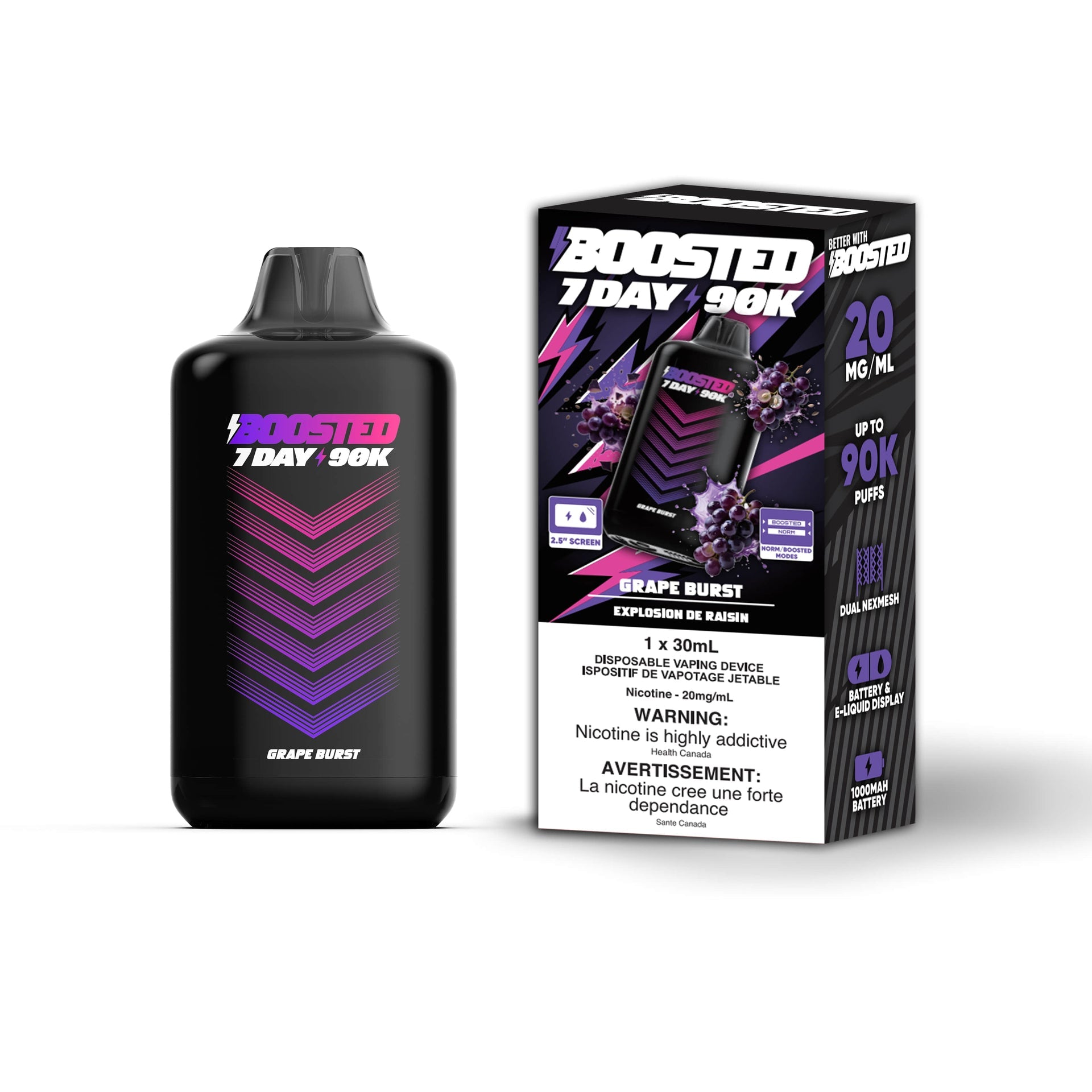 Grape Burst Boosted 7 Day 90K - Disposable Vape by BOOSTED