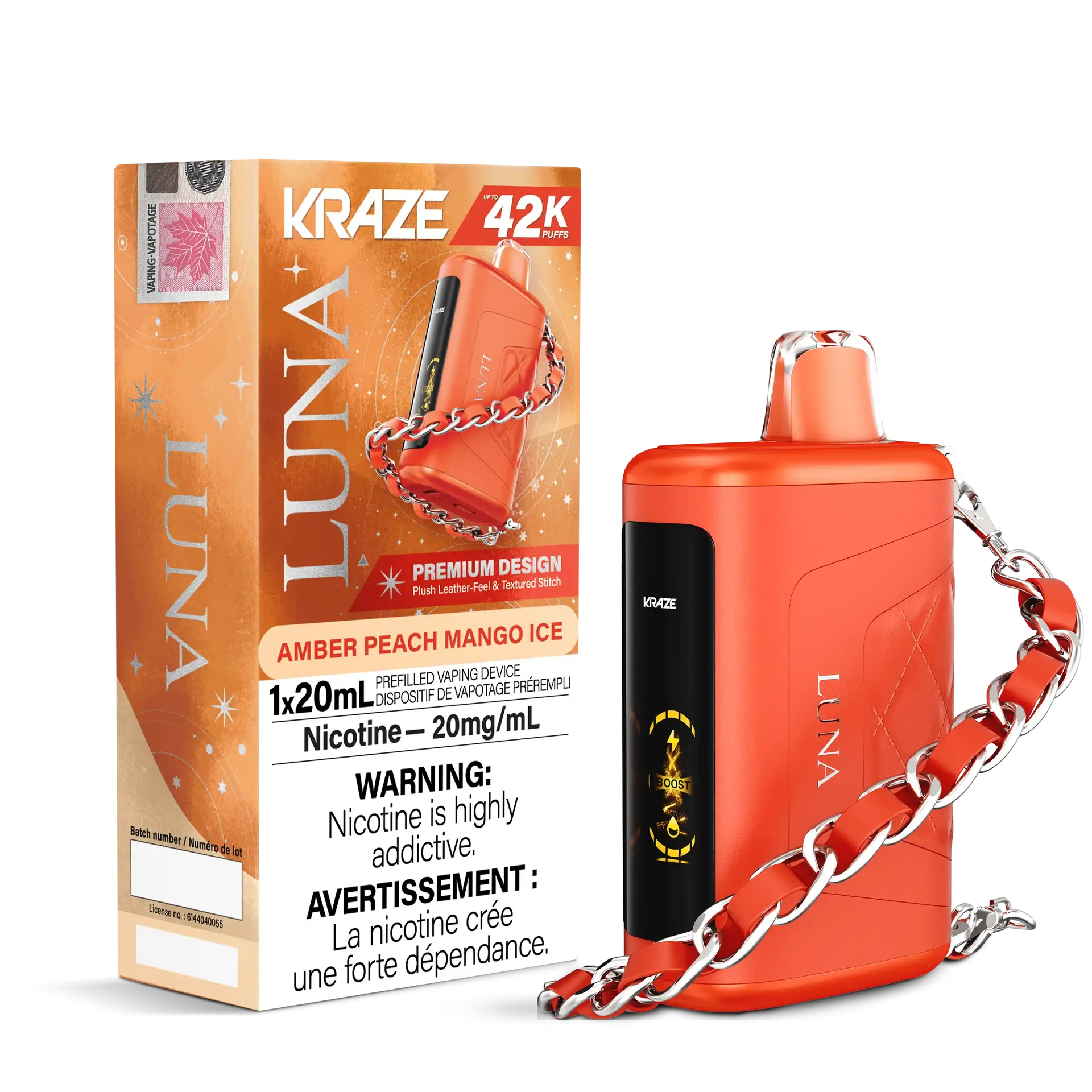 Amber Peach Mango Ice Kraze Luna - Disposable 42K by KRAZE