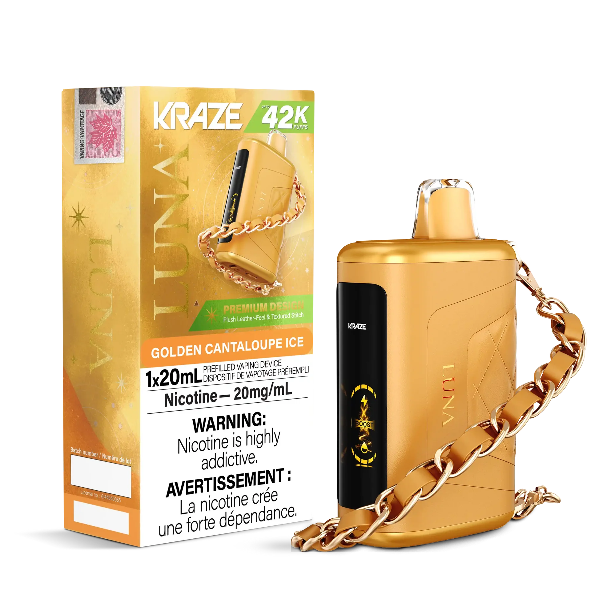 Golden Cantaloupe Ice Kraze Luna - Disposable 42K by KRAZE