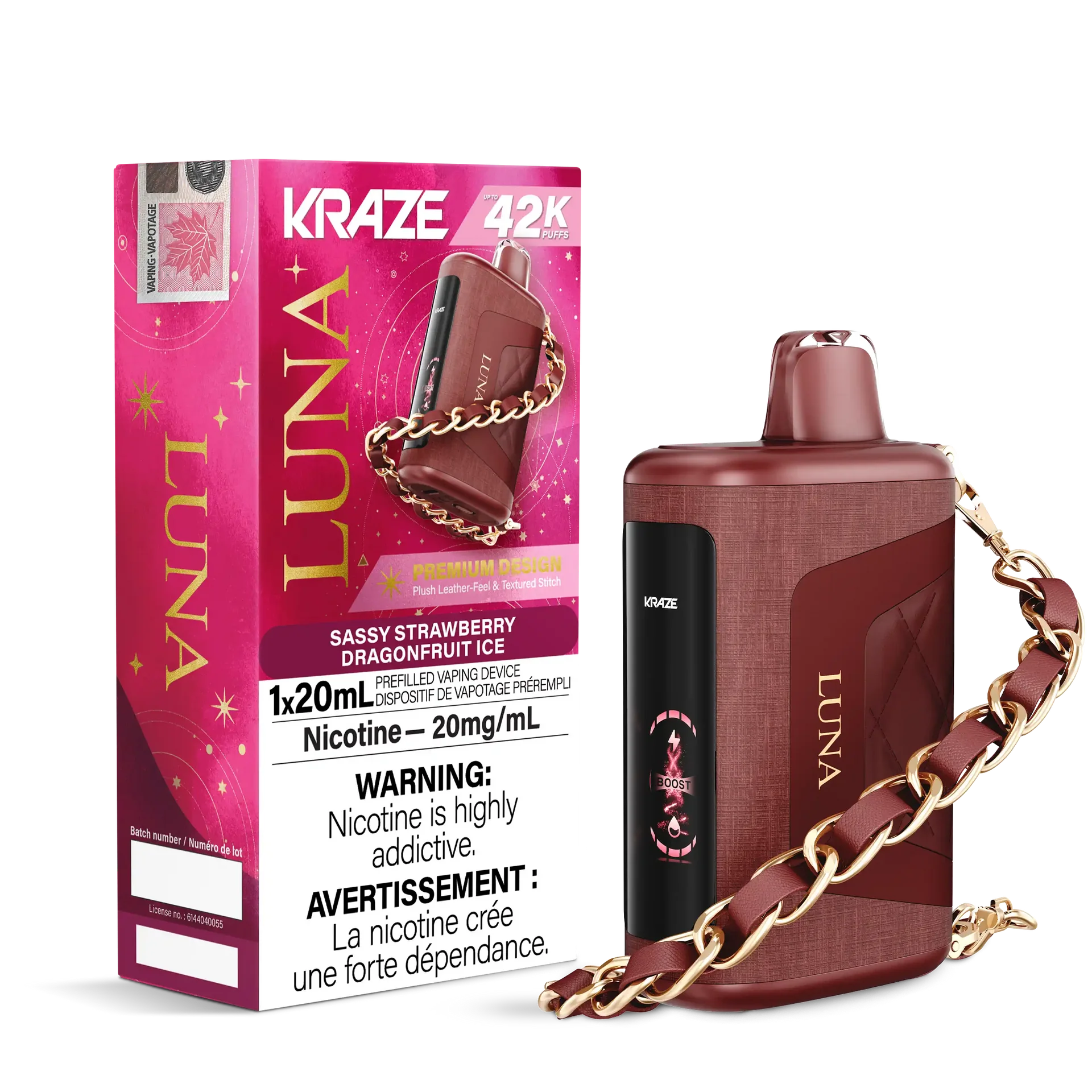 Sassy Strawberry Dragonfruit Ice Kraze Luna - Disposable 42K by KRAZE